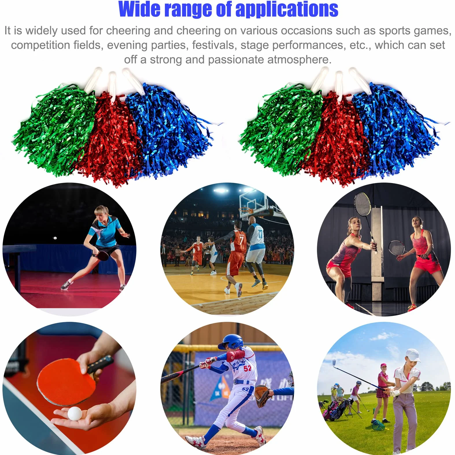6 sztuk pomponów cheerleaderek, ręcznie robionych kwiatów, z tworzywa sztucznego, pompony do tańca, cheerleaderek, zestaw pomponów klasy premium, dla dzieci i dorosłych, na zawody, urlop