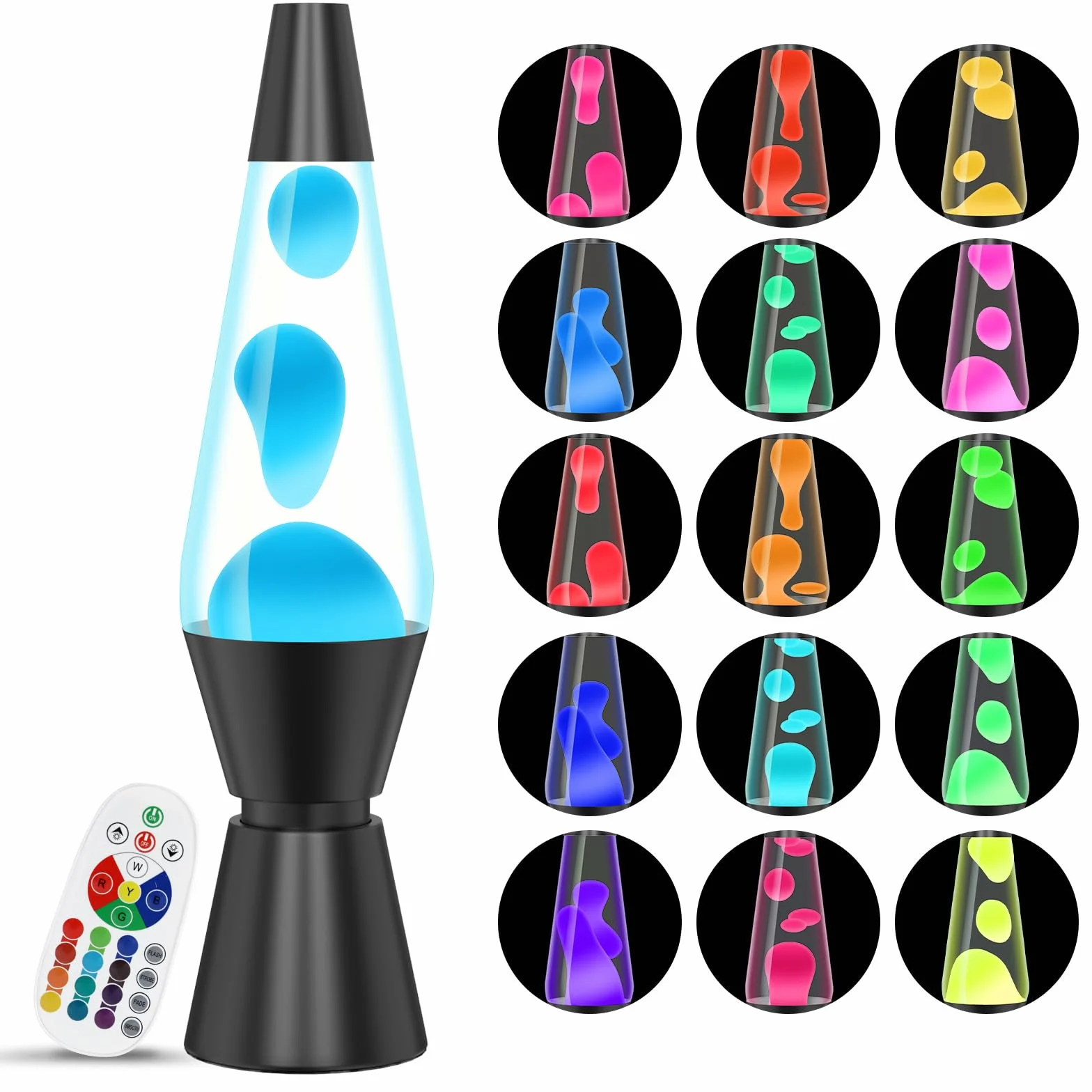 AONESY 37 cm Lawowe lampy LED 17 kolorów lampa lawowa biała czarna dekoracja domu prezent
