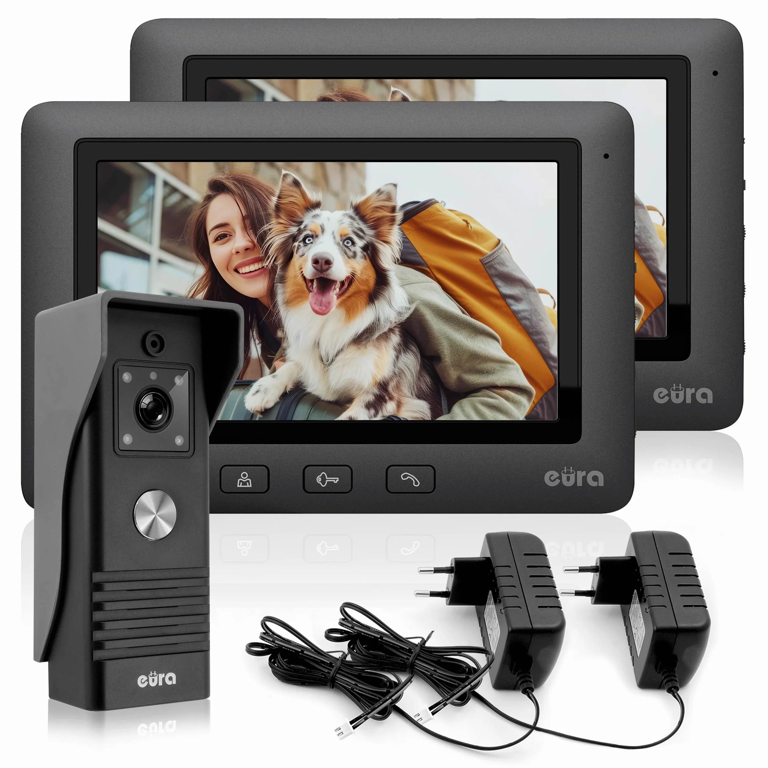 Eura VDP-45A3 Alpha wideodomofon 4-przewodowy 7-calowy kolorowy monitor czarny