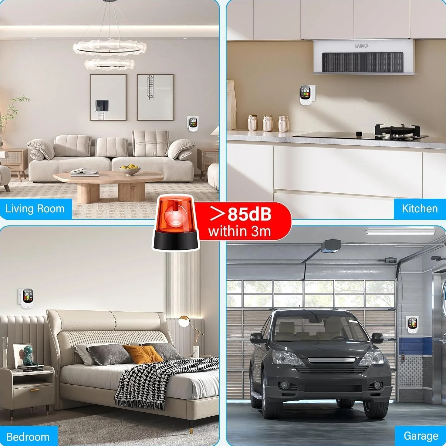 Detektor tlenku węgla, czujnik gazu palnego 2 w 1, alarm gazowy 2s 50 ppm ekran LCD