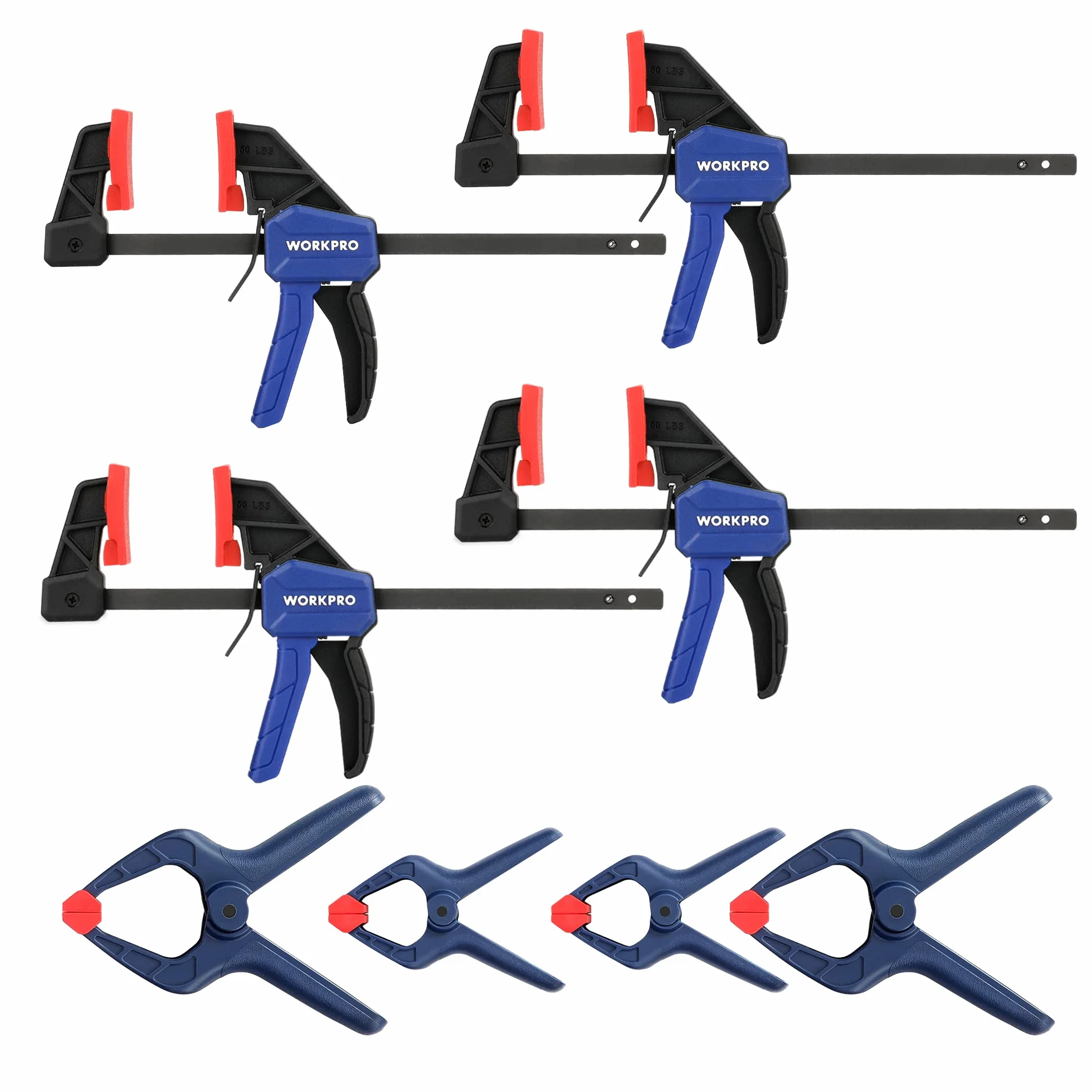 WORKPRO 8-częściowy zestaw zacisków sprężynowych do szklarni 200 mm