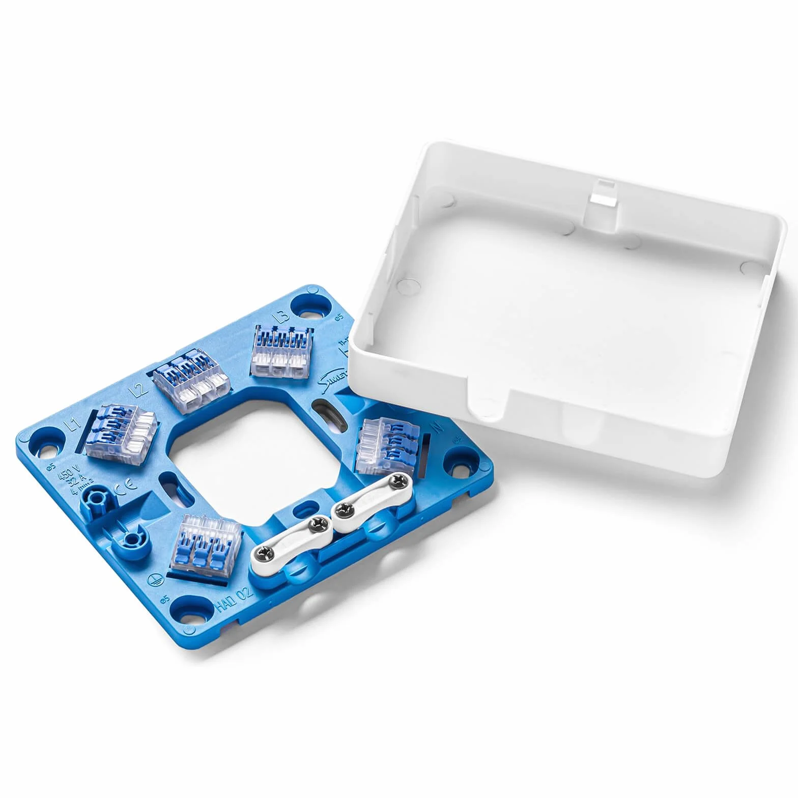 SIMET Puszka przyłączeniowa HAD02 128×110×22 mm 5 x 4 mm² szybkozłączki biała