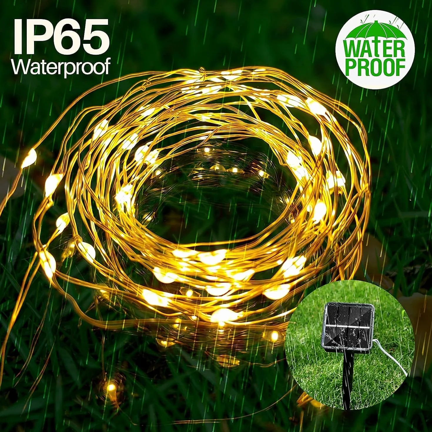 Yizhet słoneczne światła wróżkowe 2x15M 150 LED IP65 Wodoodporny Ciepła biel