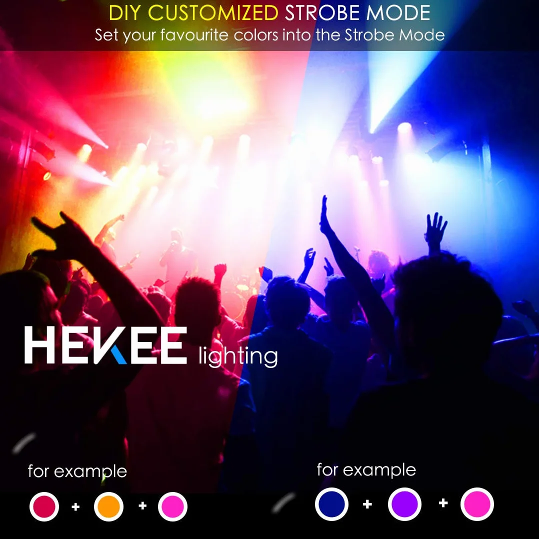 HEKEE Reflektor LED 40 W RGBW ze zmianą kolorów, 120 kolorów, timer, 4000 lumenów, IP66
