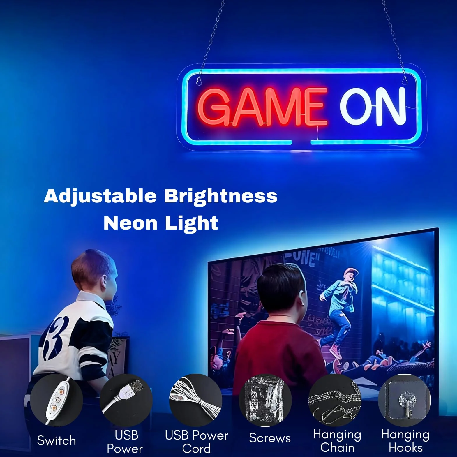 Gaming Neon Znak LED Kolorowa Loda z Hakiem do Wystroju ściennego Dimmable