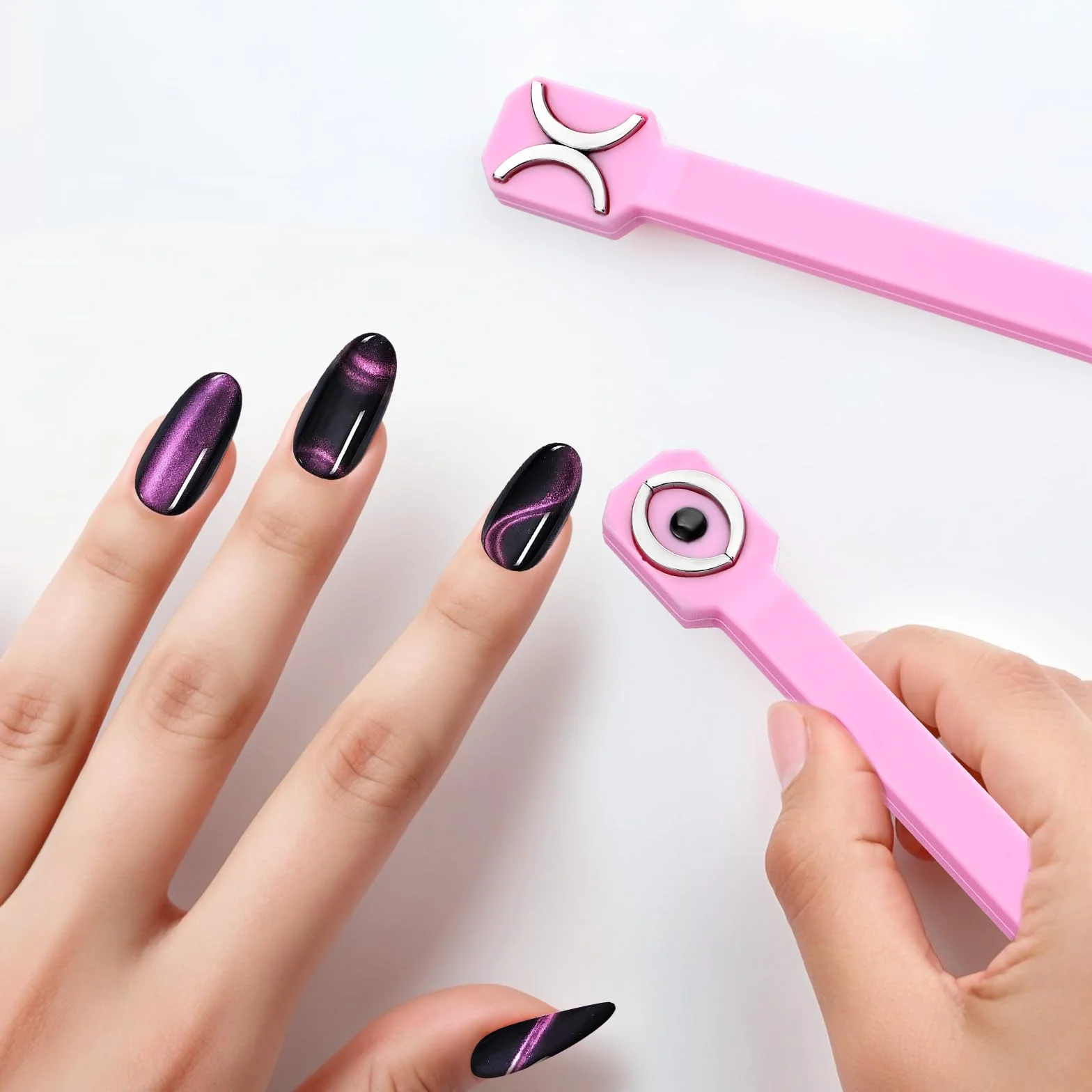 2 częściowe narzędzie magnetyczne do paznokci 3 w 1, 3D Nail Art Cat Eye Gel Nail Polish Magnet, Wielofunkcyjne narzędzie do projektowania paznokci do domu, DIY, salonu paznokci