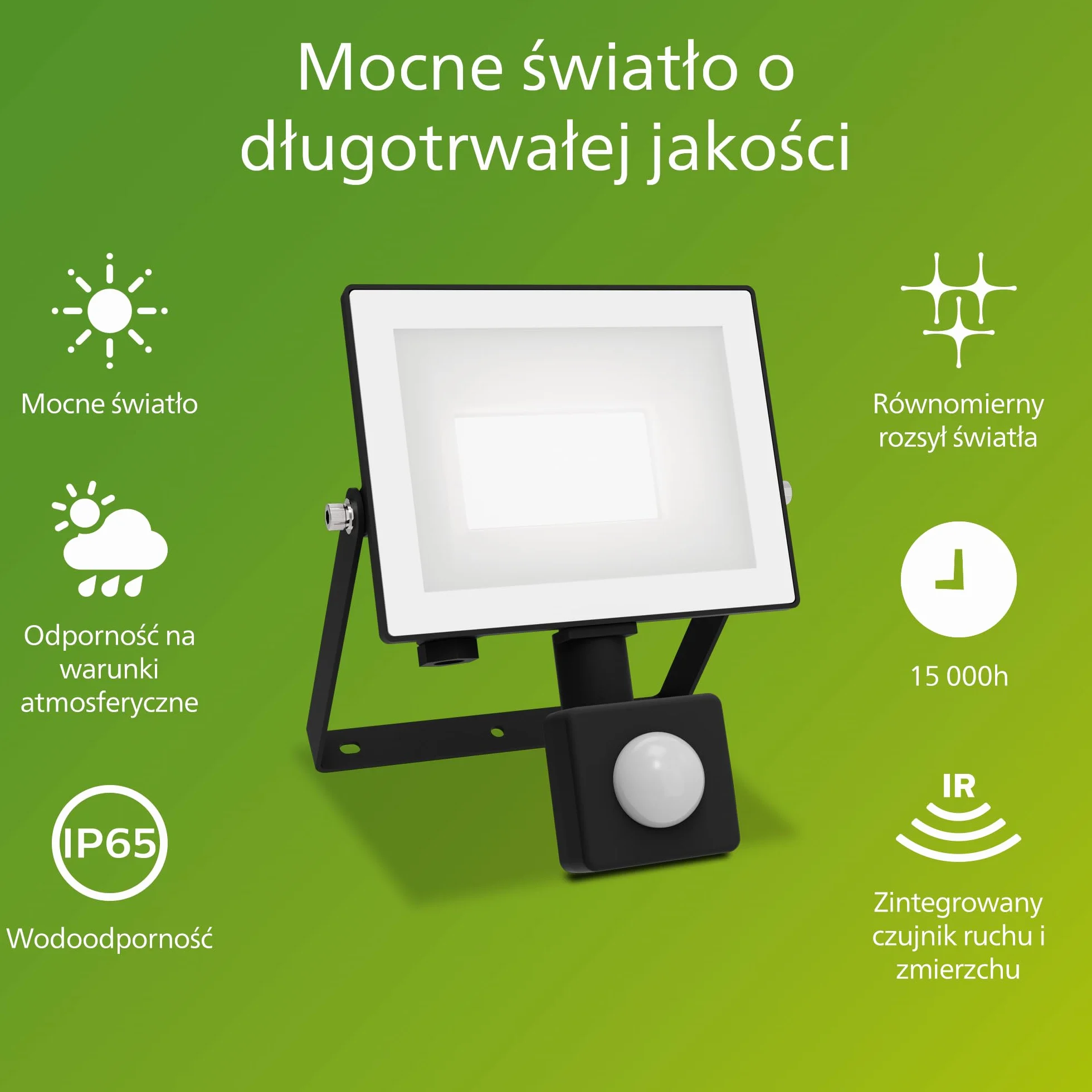 Philips Lois Zewnętrzna Lampa Floodlight z Czujnikiem, 20 W, 5000 K, Czarna