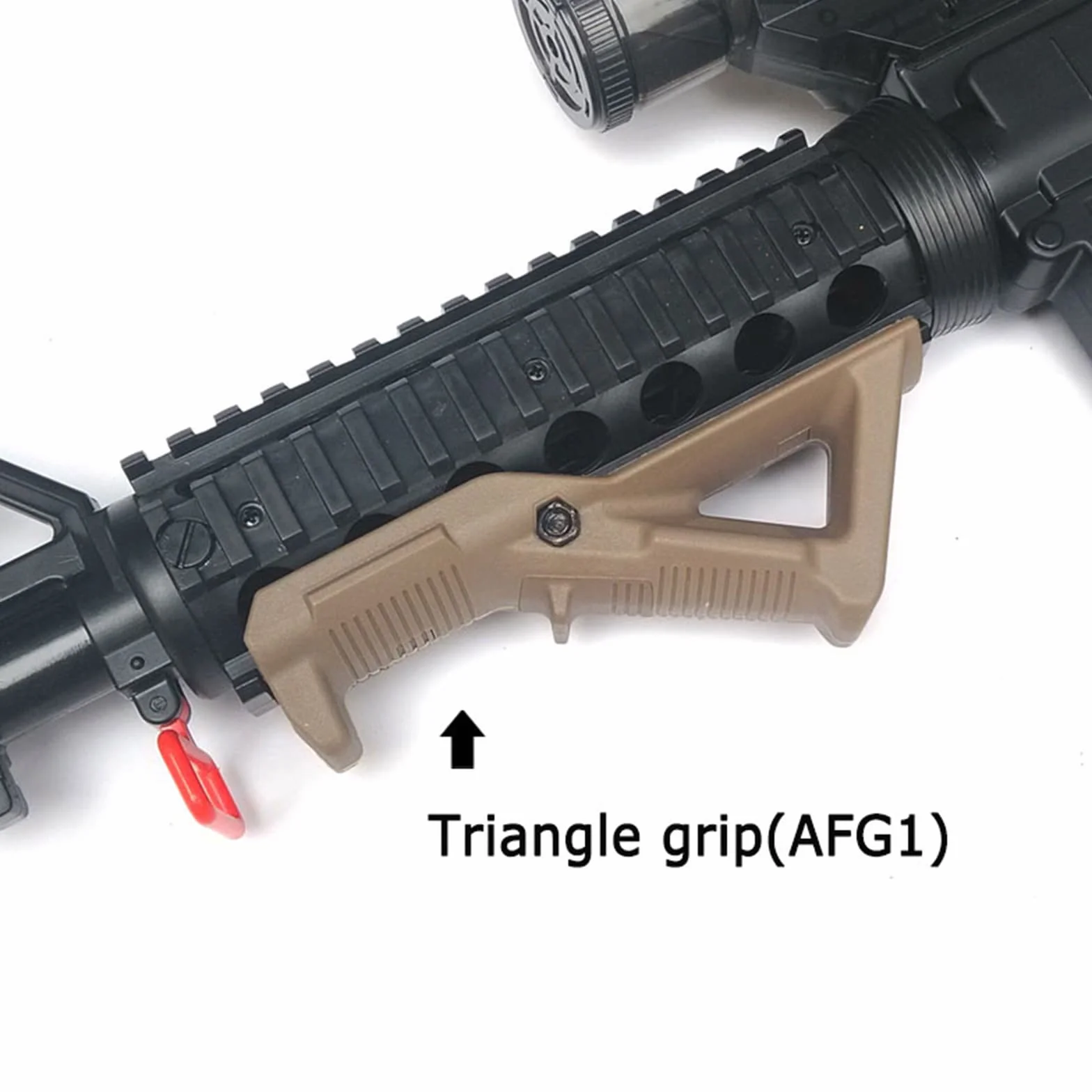 AFG1 Angled Fore Grip - Ergonomiczny Uchwyt Przedni Airsoft, Trójkątny z Przodu do Szyny Tkackiej 20 mm - Nylon, Kolor Piaskowy