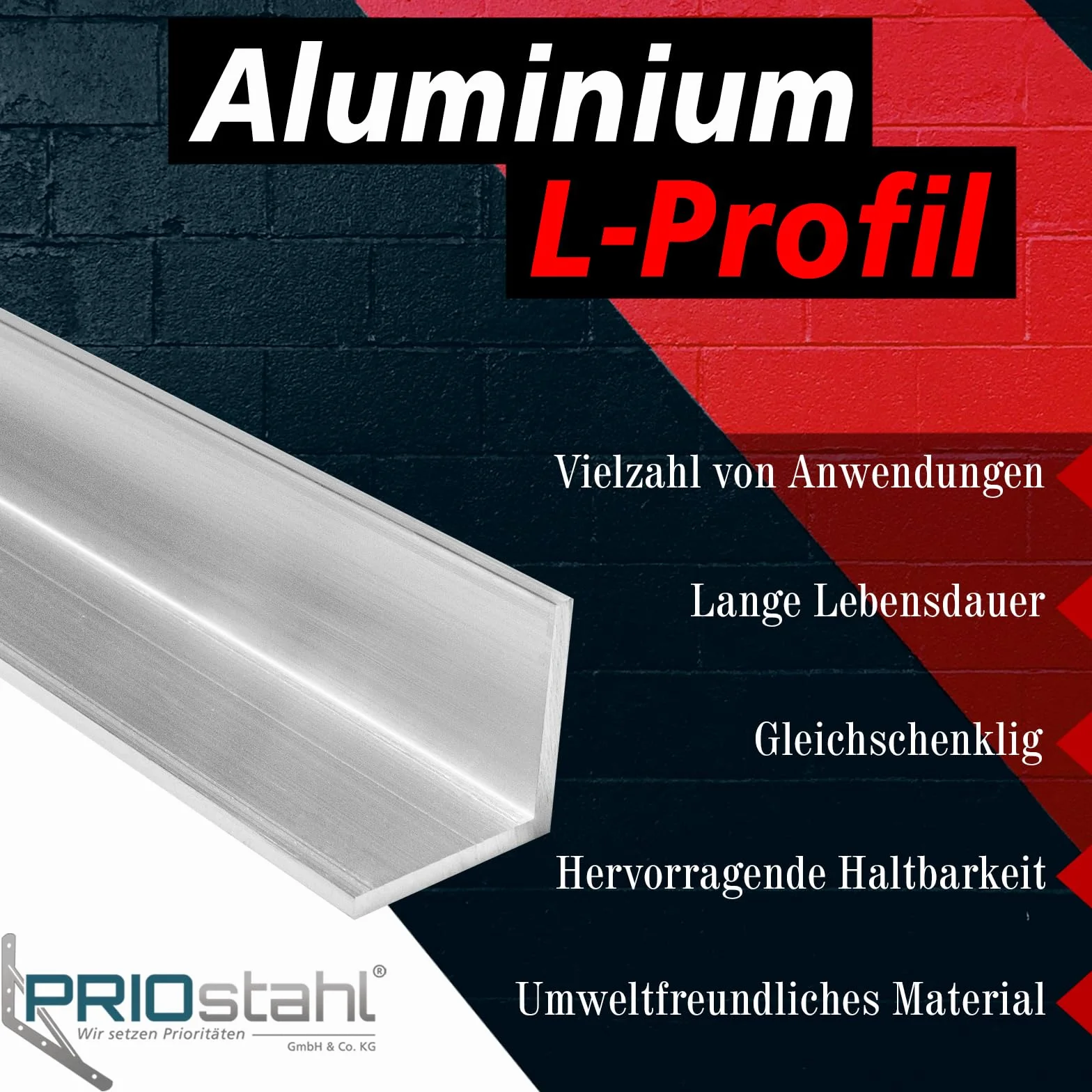 PRIOstahl Aluminiowy profil kątowy L 20x20x3 mm Długość 1000 mm EN AW-6063 t6 ochrona krawędzi