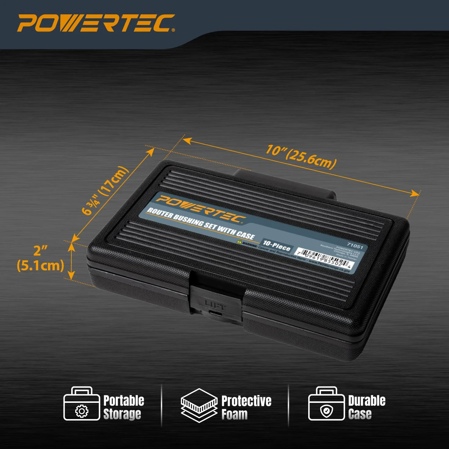 POWERTEC 71051 Zestaw prowadnic do szablonów routera 10 szt. lity mosiądz