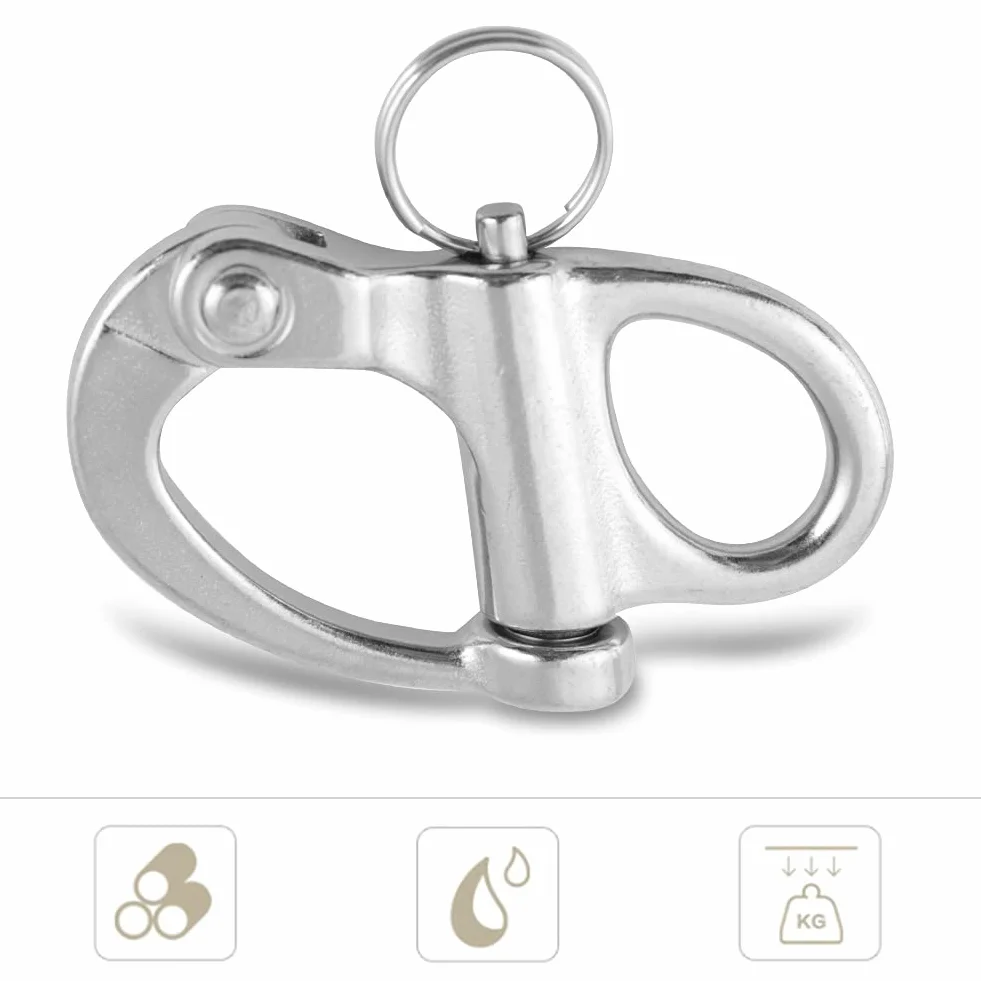 Quick Release Clasp, Marine Boat Rigging Stainless Steel Fixed Snap Shackle Quick Release With Round Ring, Boat Shackle Rigging Snap