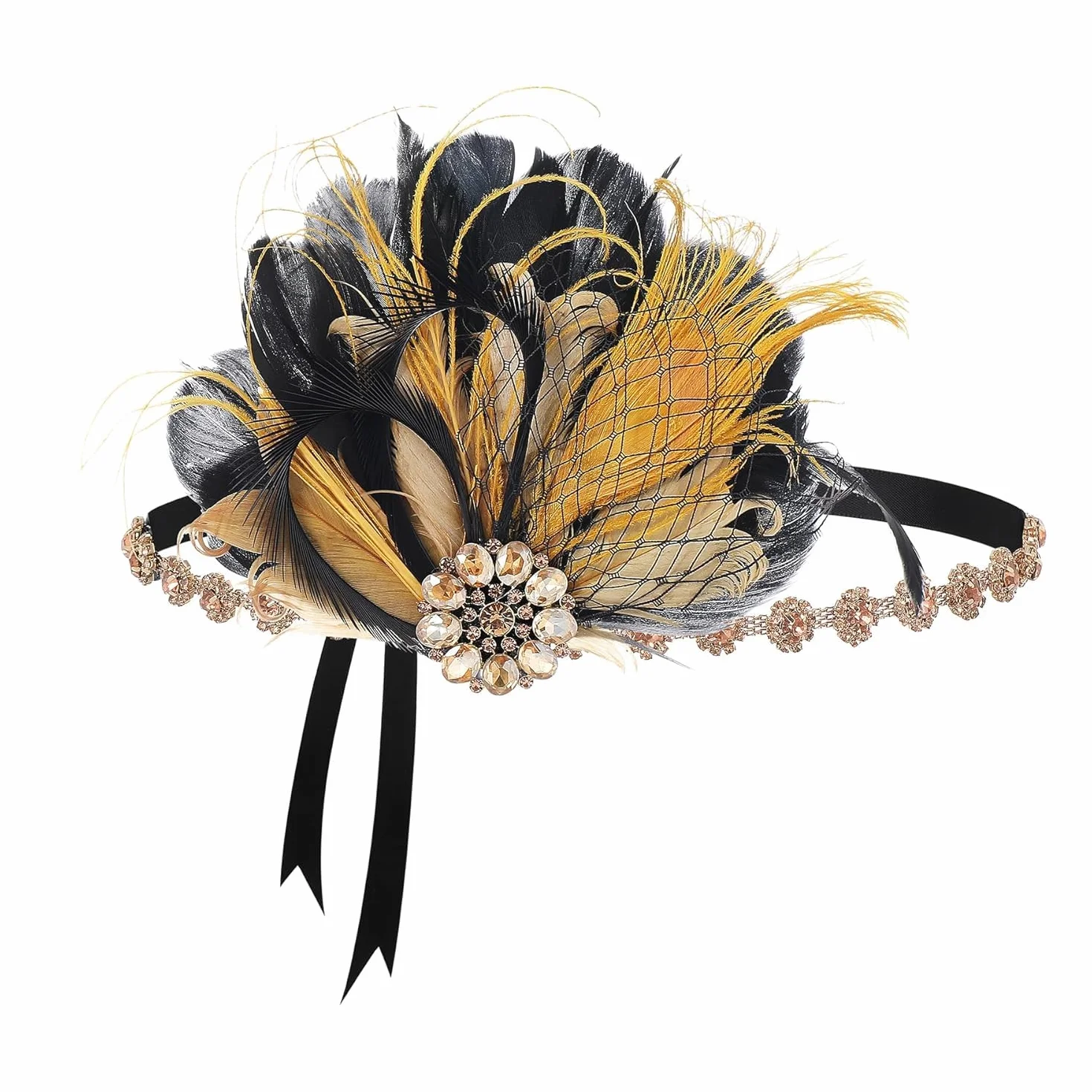 BABEYOND Opaska na głowę z piór Flapper z lat 20. XX wieku, akcesoria dla kobiet, styl Charleston, nakrycie głowy, karnawał, kostium, akcesoria