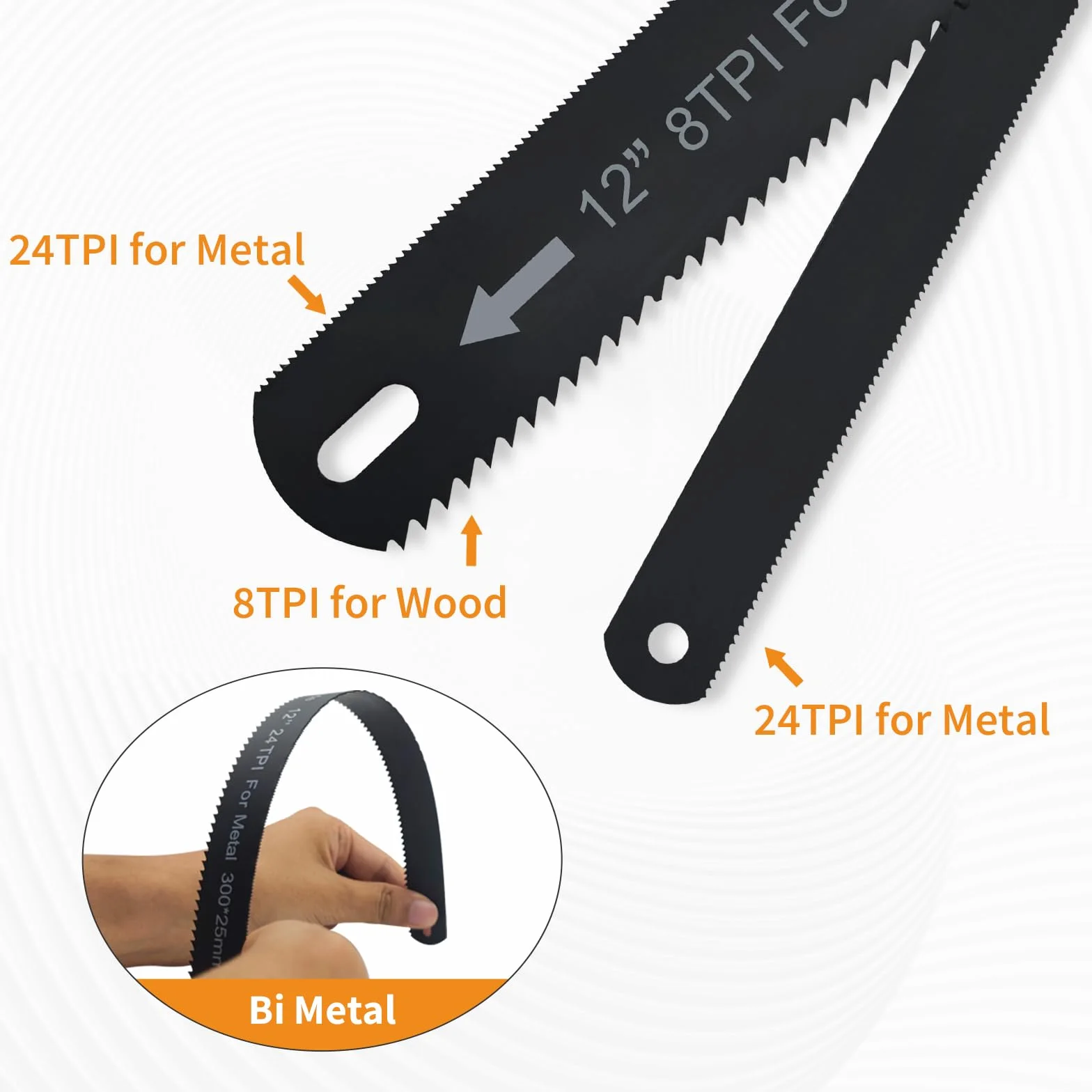 BOOSDEN Piła do metalu 300 mm z 3 wymiennymi ostrzami do drewna stali PCW i plastiku