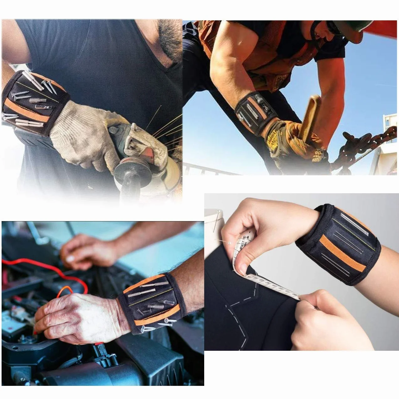 Magnetyczna bransoletka z 15 magnesami do przytrzymywania śrub, gwoździ, nakrętek, wkręcania