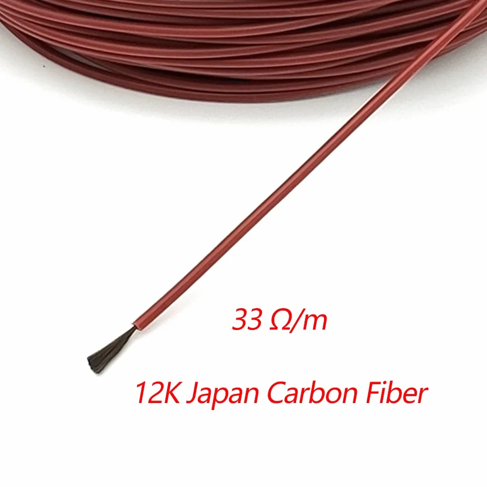 Przewód grzejny Funien, φ3 mm, 12 K, 33 Ω, przewód grzejny z włókna węglowego, 200 °C, przewód grzejny podłogowy, ciepły, wykonany z gumy silikonowej, wysoka temperatura