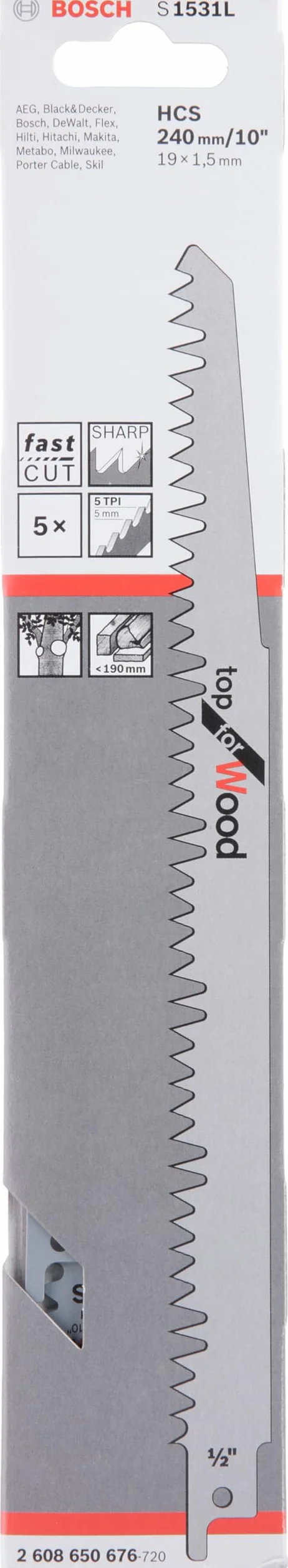 Bosch Professional 2 szt. Brzeszczot do piły szablastej S 1531 L Top for Wood