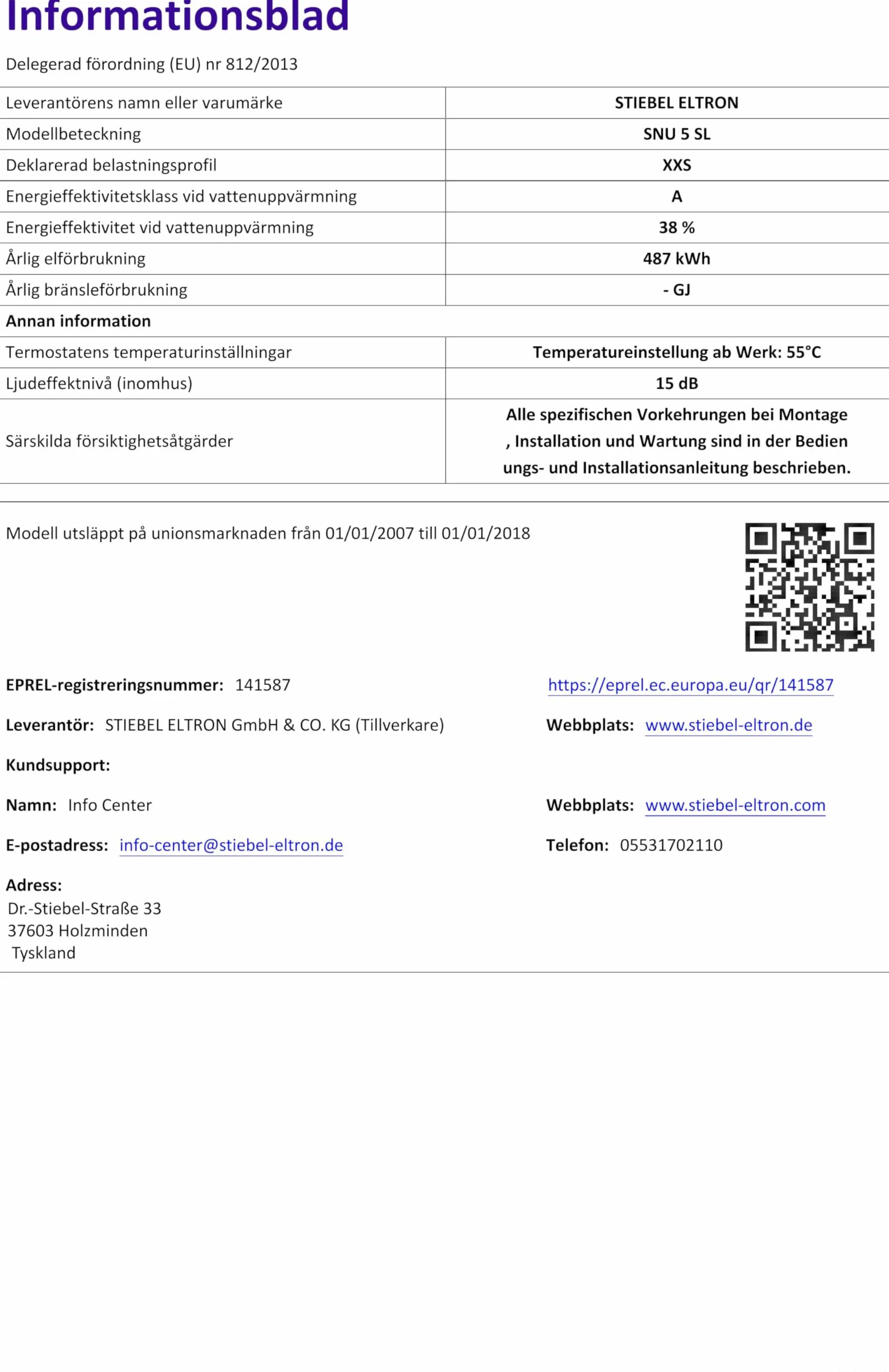 Stiebel Eltron 221115 Zasobnik Ciepłej Wody SNU 5 SL, Biały, 230 V, 5 L