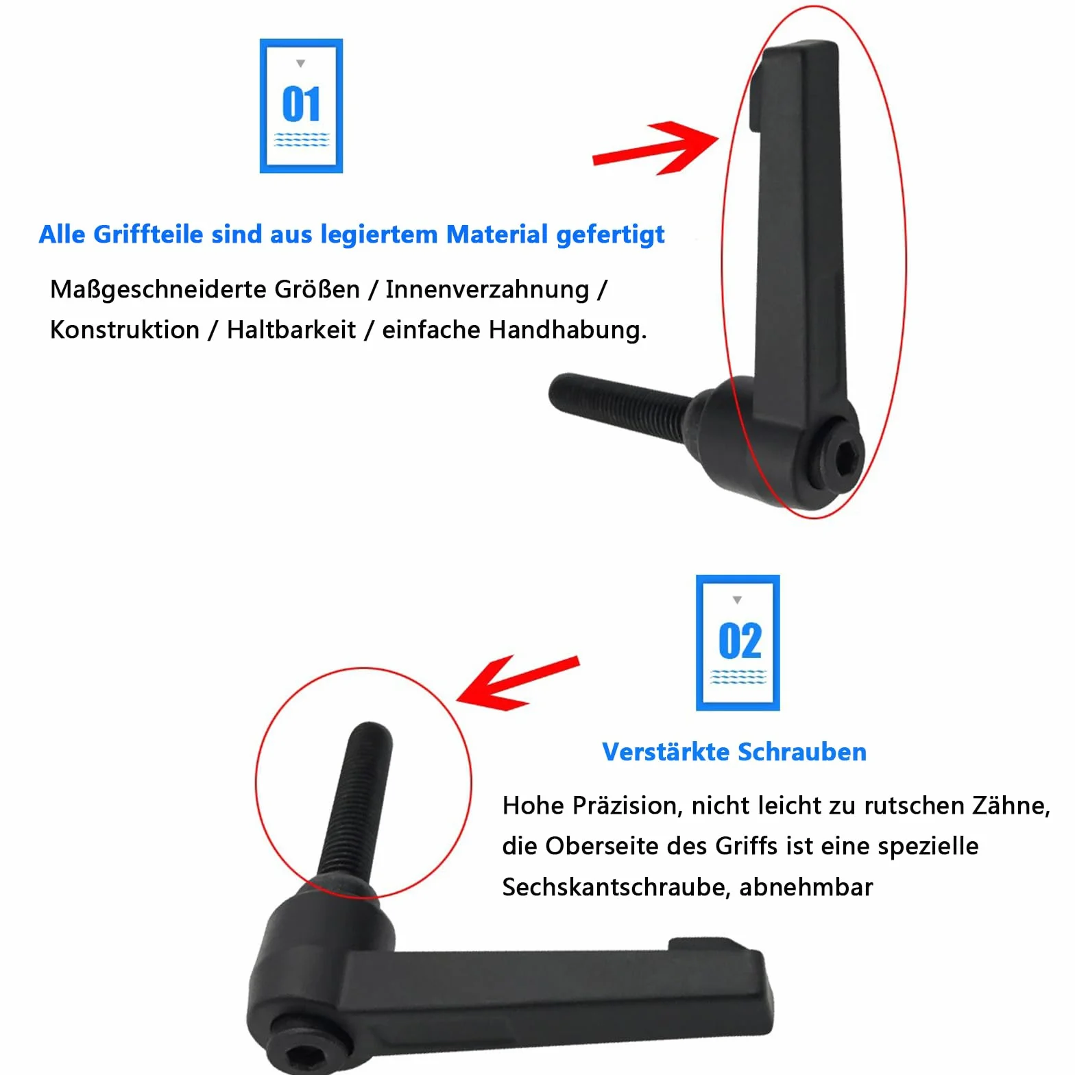 Dźwignia zaciskowa M5 x 20 mm ze stali nierdzewnej, regulowany uchwyt 4 sztuki