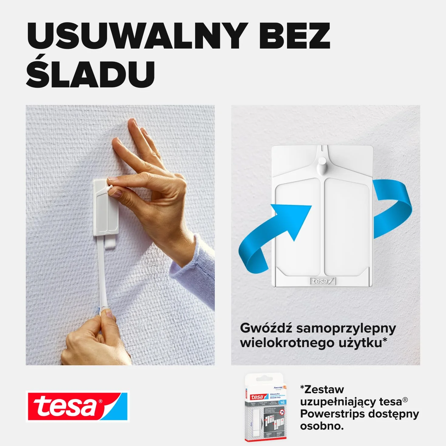 tesa Gwoździe samoprzylepne do tapet i tynku, 2 kg, 3 sztuki