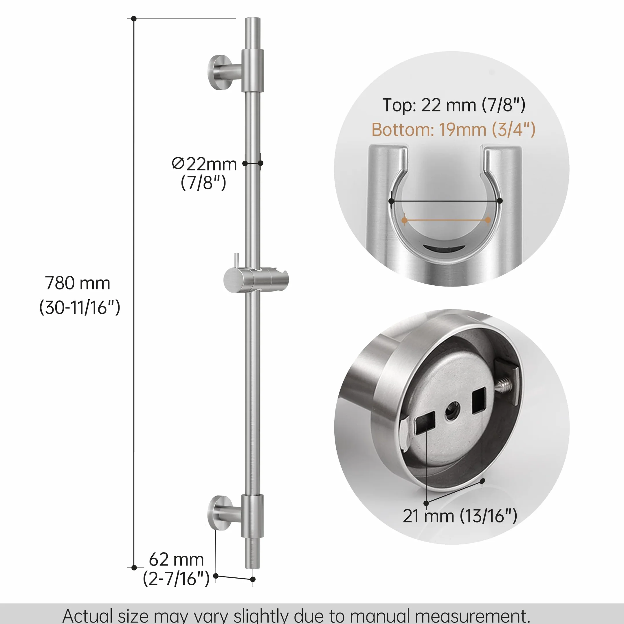 KES Drążek Prysznicowy Ze Stali Nierdzewnej, Samoprzylepny 78 CM