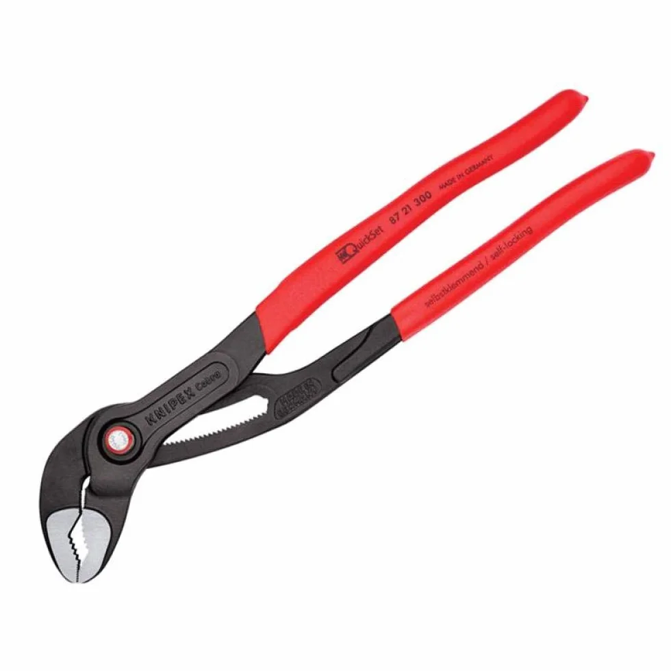 KNIPEX Cobra QuickSet Szczypce nastawne do rur 87 21 300 SB fosforanowana, szara