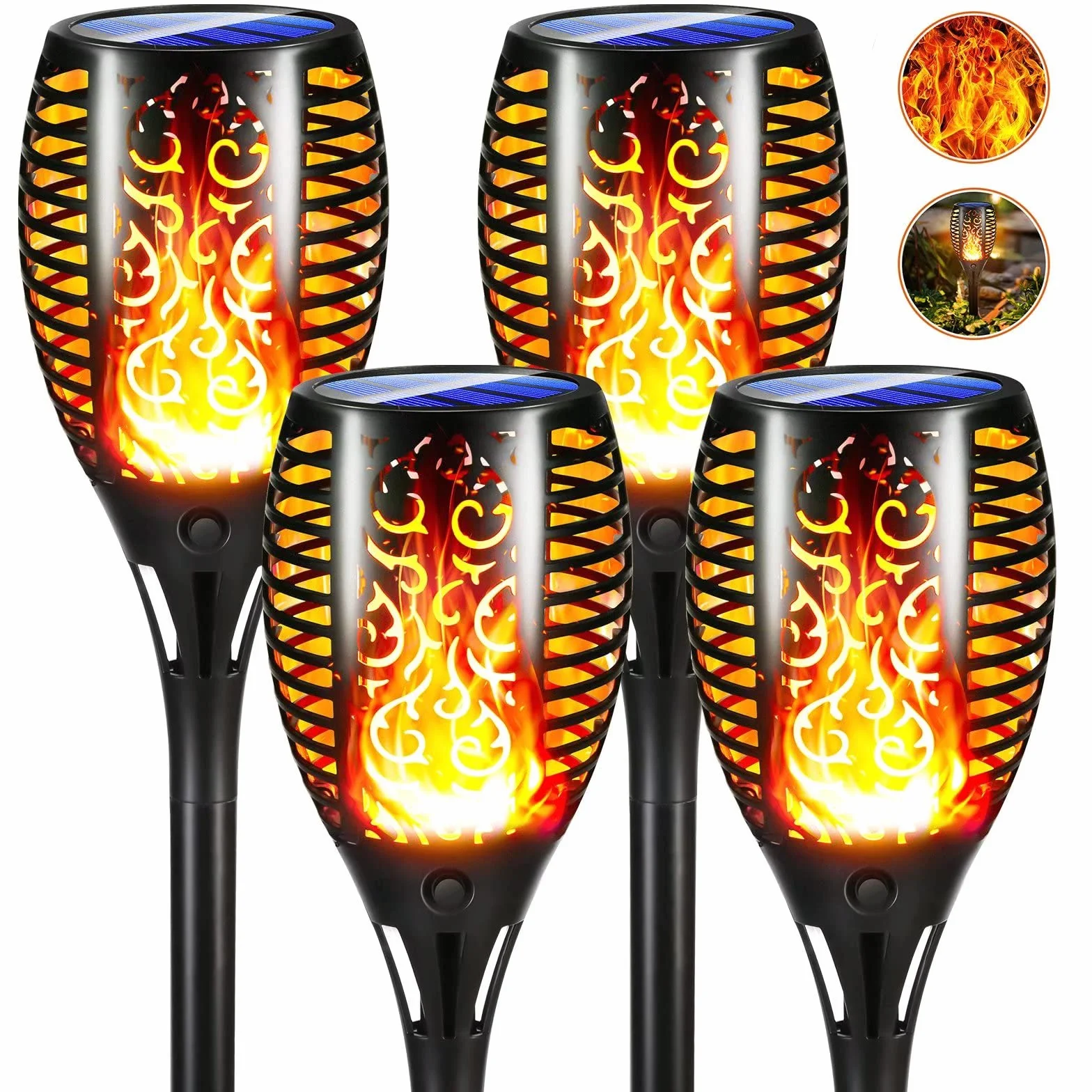 Moxled Zewnętrzna Lampa Solarna z Płomieniem 33 LED 4 Opakowania