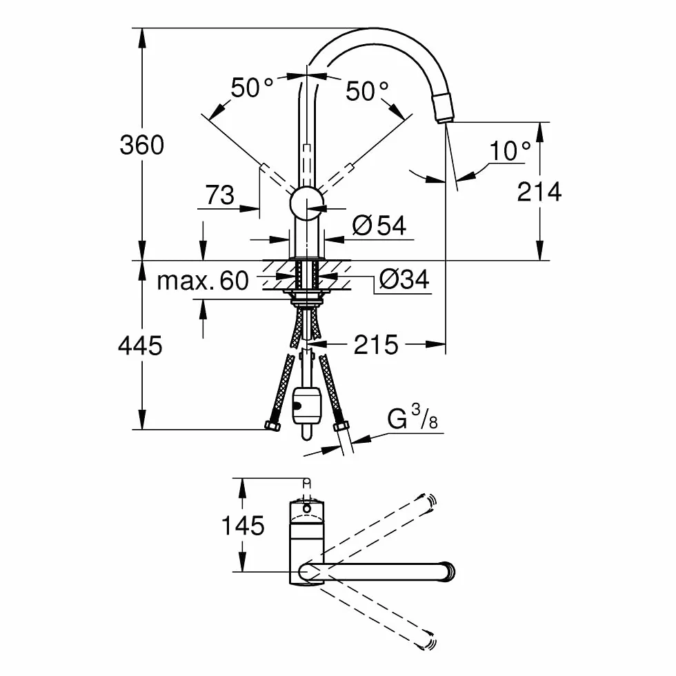 GROHE Minta Bateria Zlewozmywakowa Jednouchwytowa DN 15 Chrom