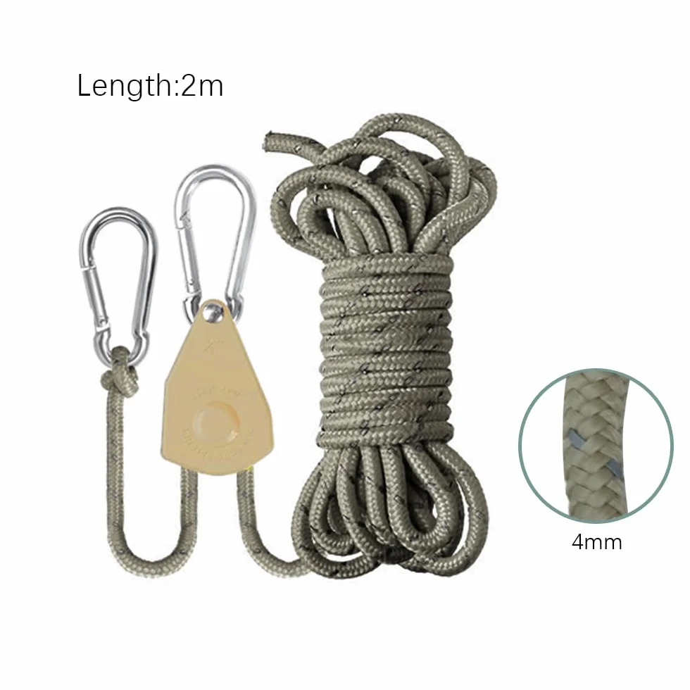 WANGCL 2M Ratchet Ropes Grow Lights Ratchet Hanger z karabińczykami Regulowany Wytrzymały Wieszak Na Liny