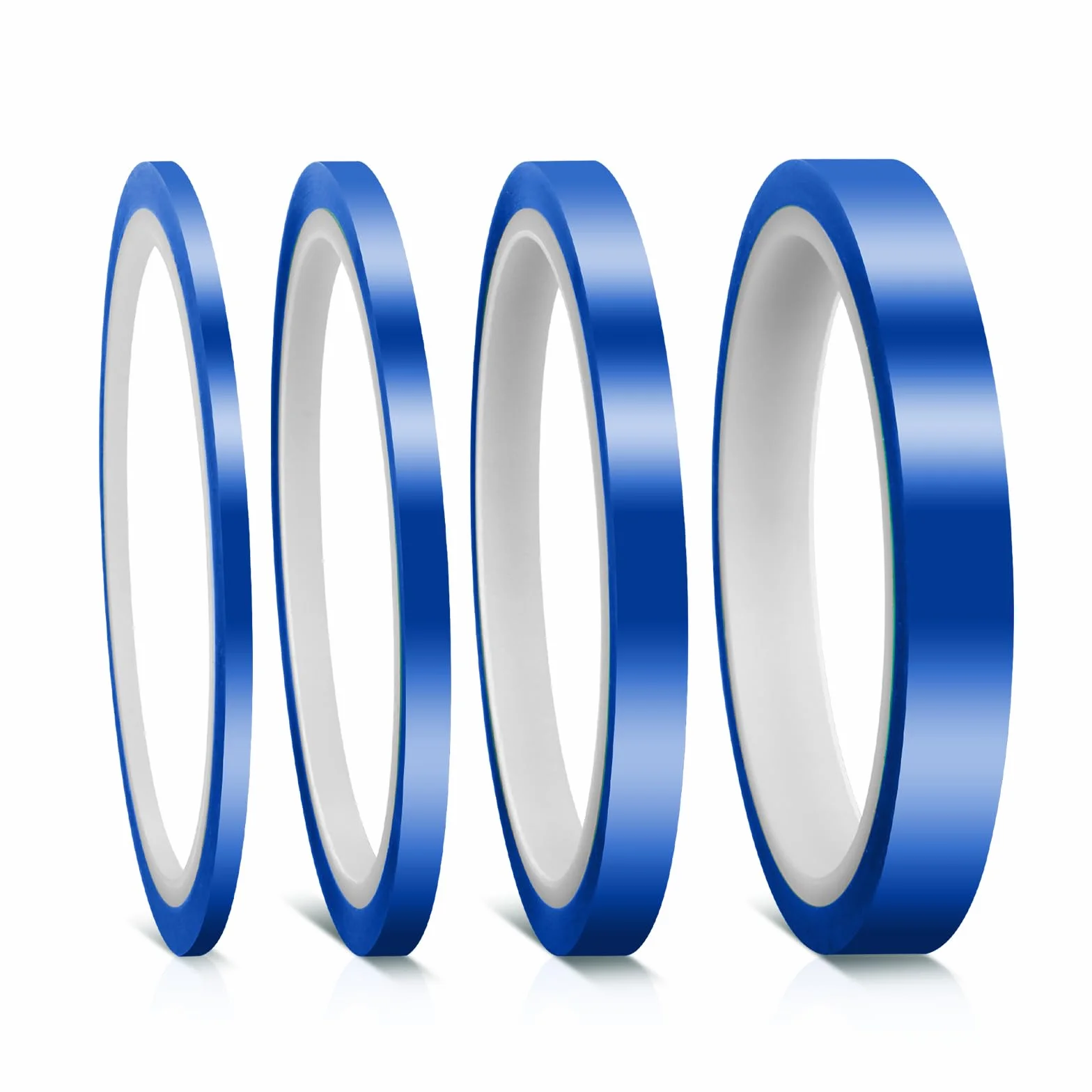 Mozeat Lens 4 rolki odpornej na wysokie temperatury taśmy klejącej do sublimacji, 3/5/8/12 mm x 33 m, taśma termiczna, niebieska, bez pozostałości, taśma termiczna do elektroniki, płytek drukowanych,