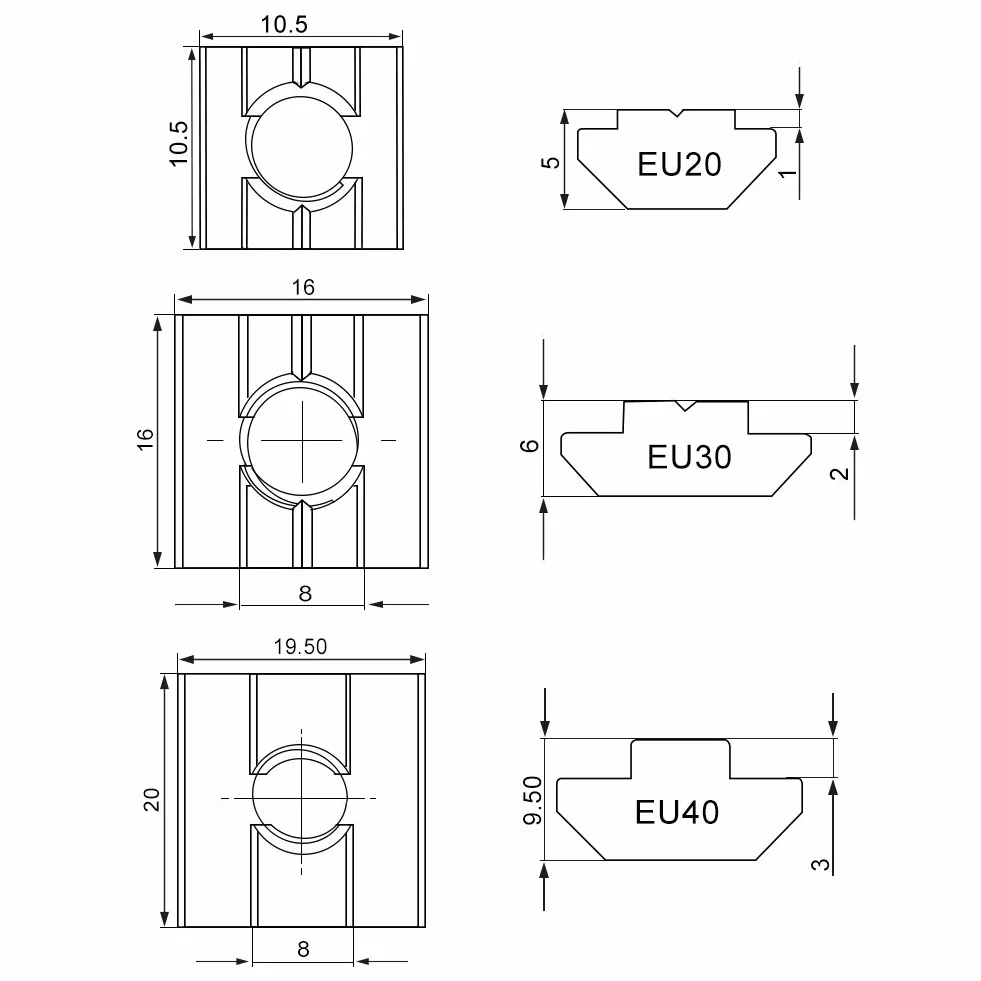 Powlekany rowek T-nut 50 szt. stal węglowa srebrna karbonowa zapięcie ślizgowe do profilu aluminiowego akcesoria europejskie standard (EU30-m6)