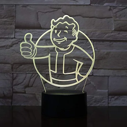 Lampa LED USB dla dzieci, motyw Vault Boy, wielokolorowa