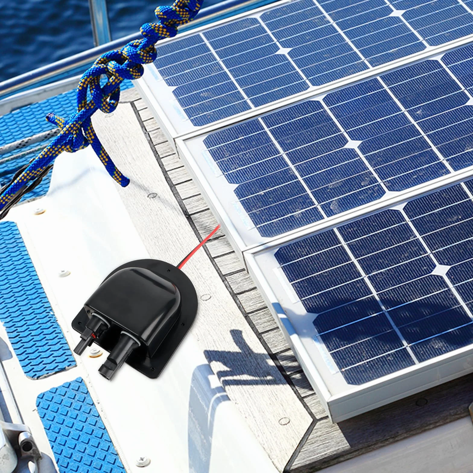 Przepust dachowy solarny ABS, podwójny wlot kablowy z kablem 3 m