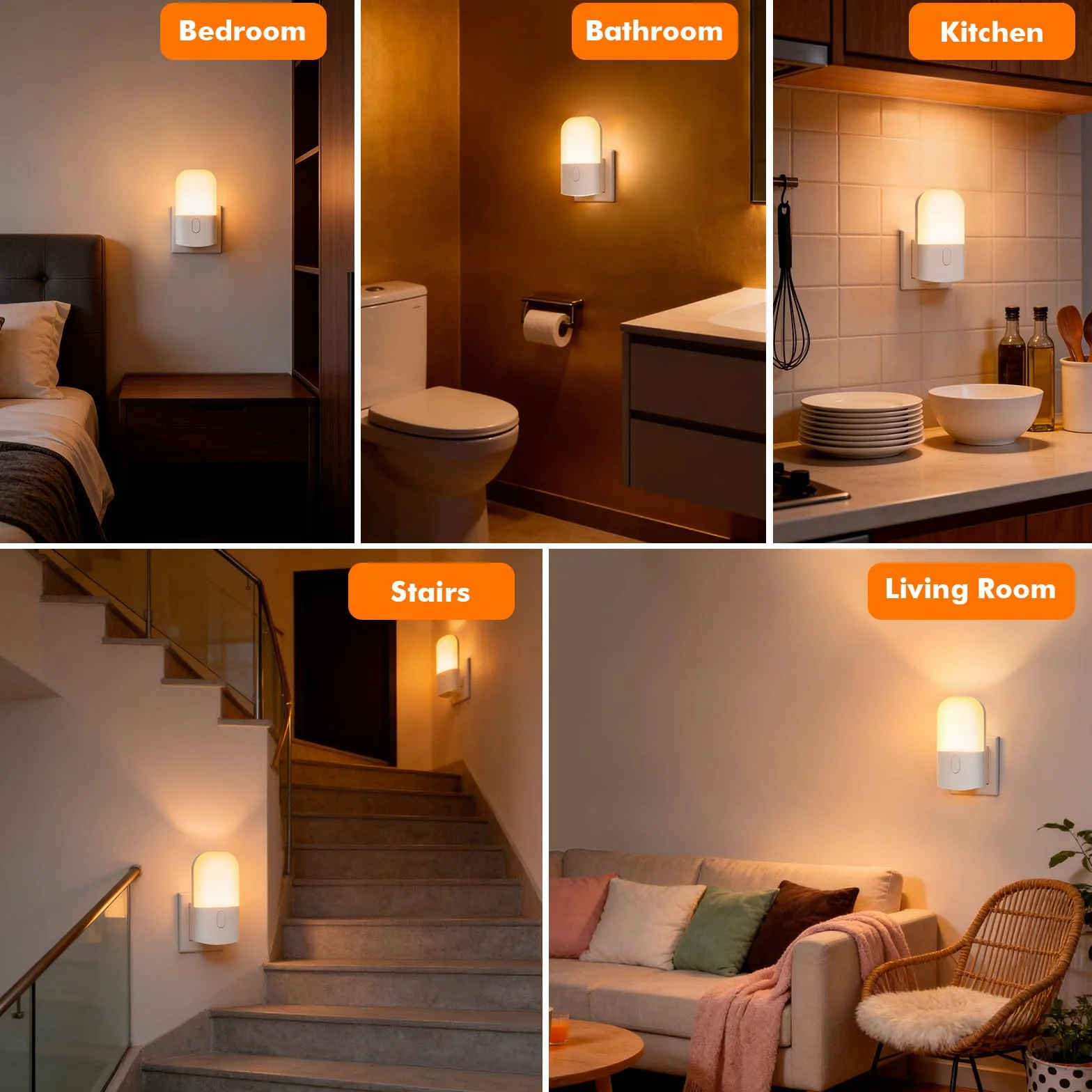 GRIFEMA GD101-1 Lampka nocna dla dzieci 3 poziomy jasności czujnik światła 2700K ciepła biel