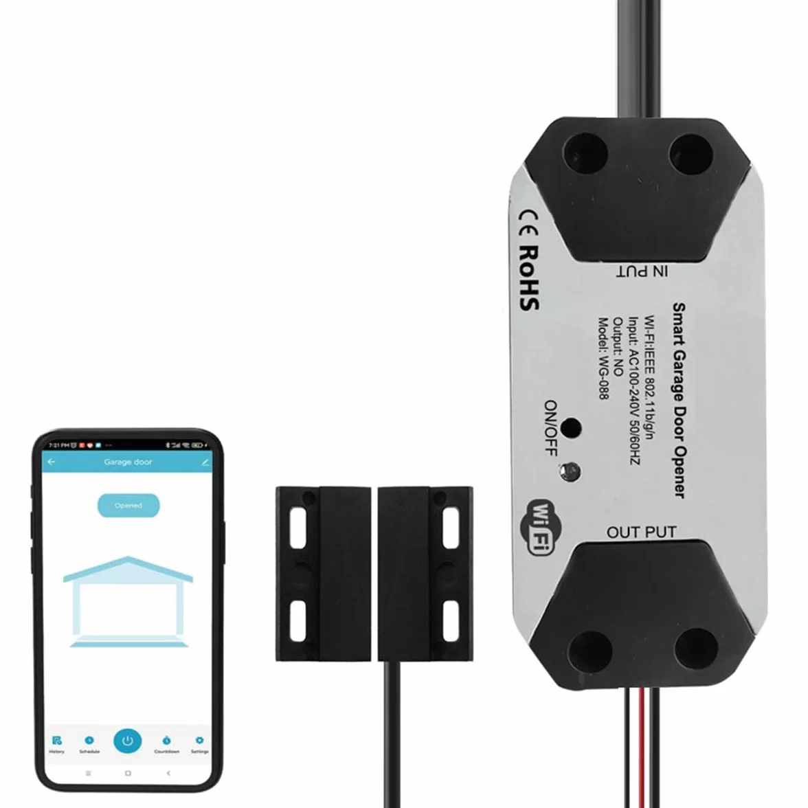 WANGCL WLAN-Sterownik bramy garażowej, inteligentna kontrola garażu, kompatybilny z Tuya Smart Life, Alexa i Google Assistant