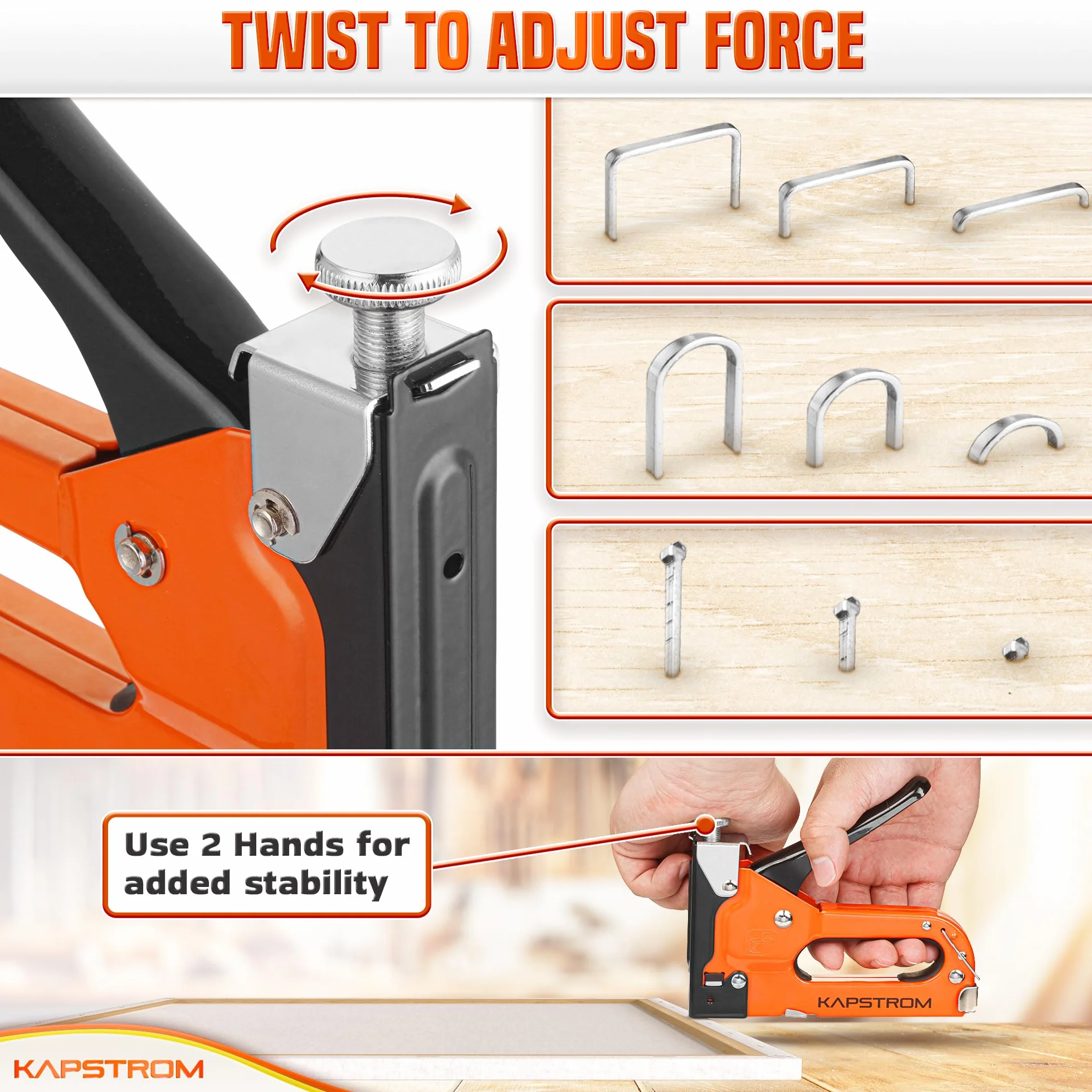 5-in-1 Heavy-Duty Staple Gun Set with 1500 Staples for Woodworking Upholstery Crafts