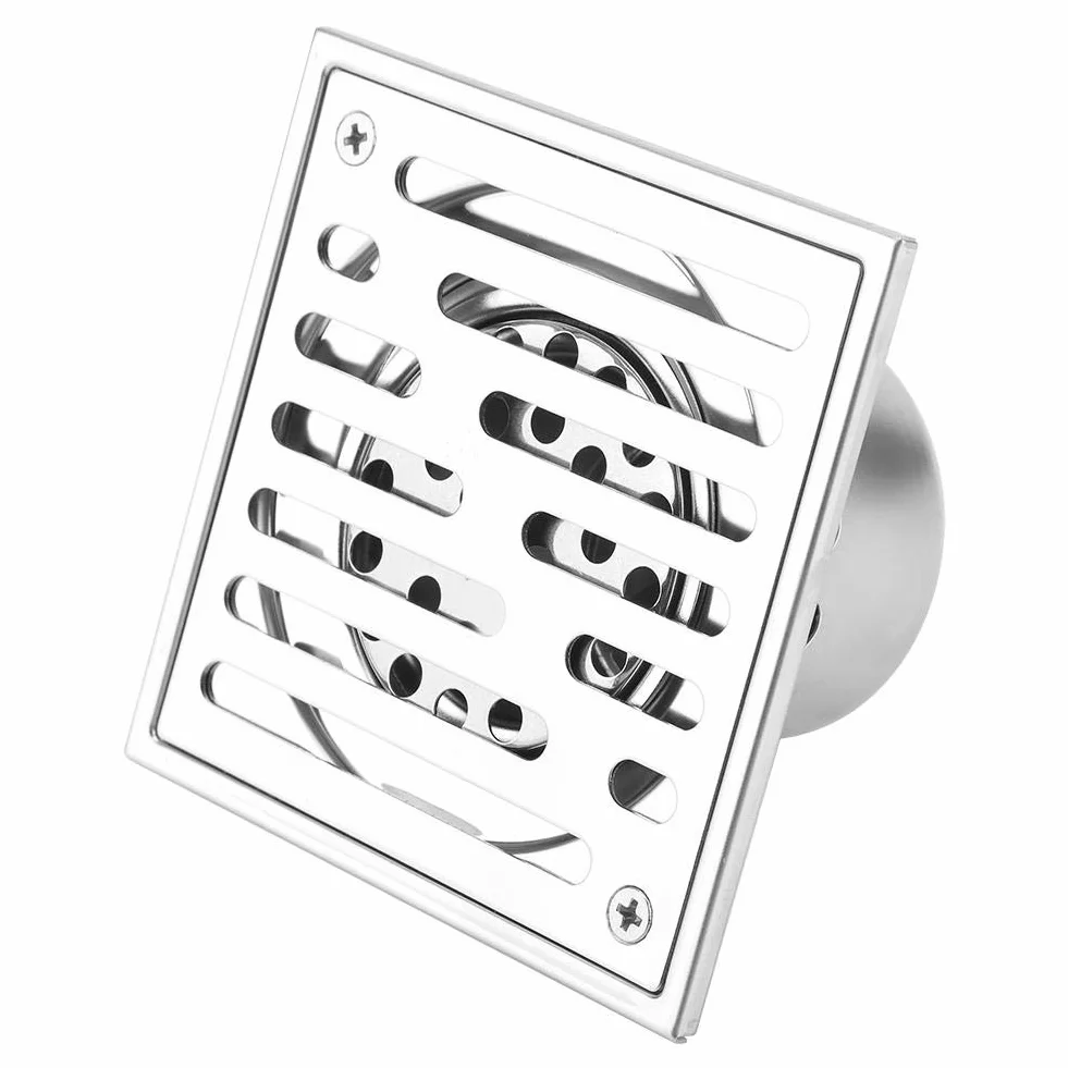 Odpływ podłogowy ze stali nierdzewnej, kwadratowy, przeciwzapachowy, odpływ łazienkowy, odpływ prysznicowy o dużym kalibrze (110 x 110 mm)