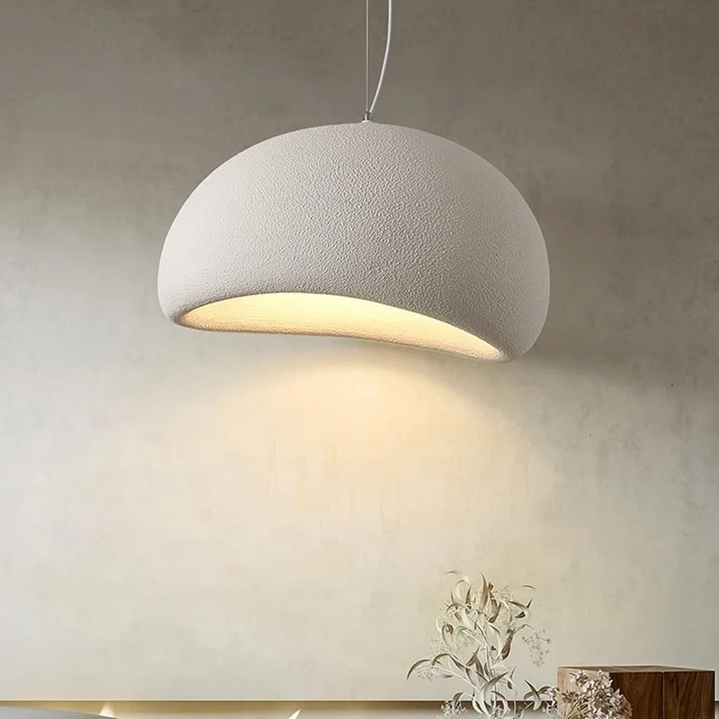 Lampa Wisząca Wabi-Sabi Biały Matowy Żywica Żyrandol E27 60cm Nordycki Styl Do Salonu Sypialni