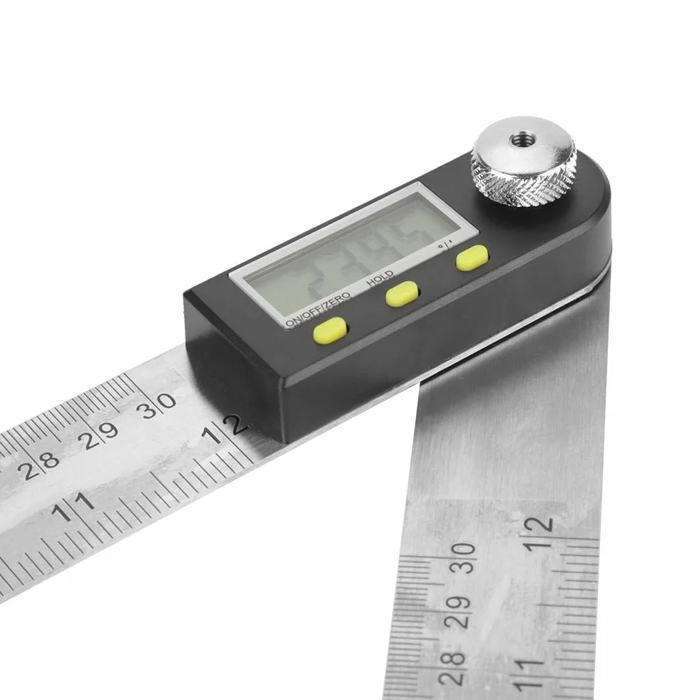 Kątomierz cyfrowy 2 w 1 0-300mm 360° Stal nierdzewna Elektroniczny kątomierz Goniometr Linijka pomiarowa Ekran LCD