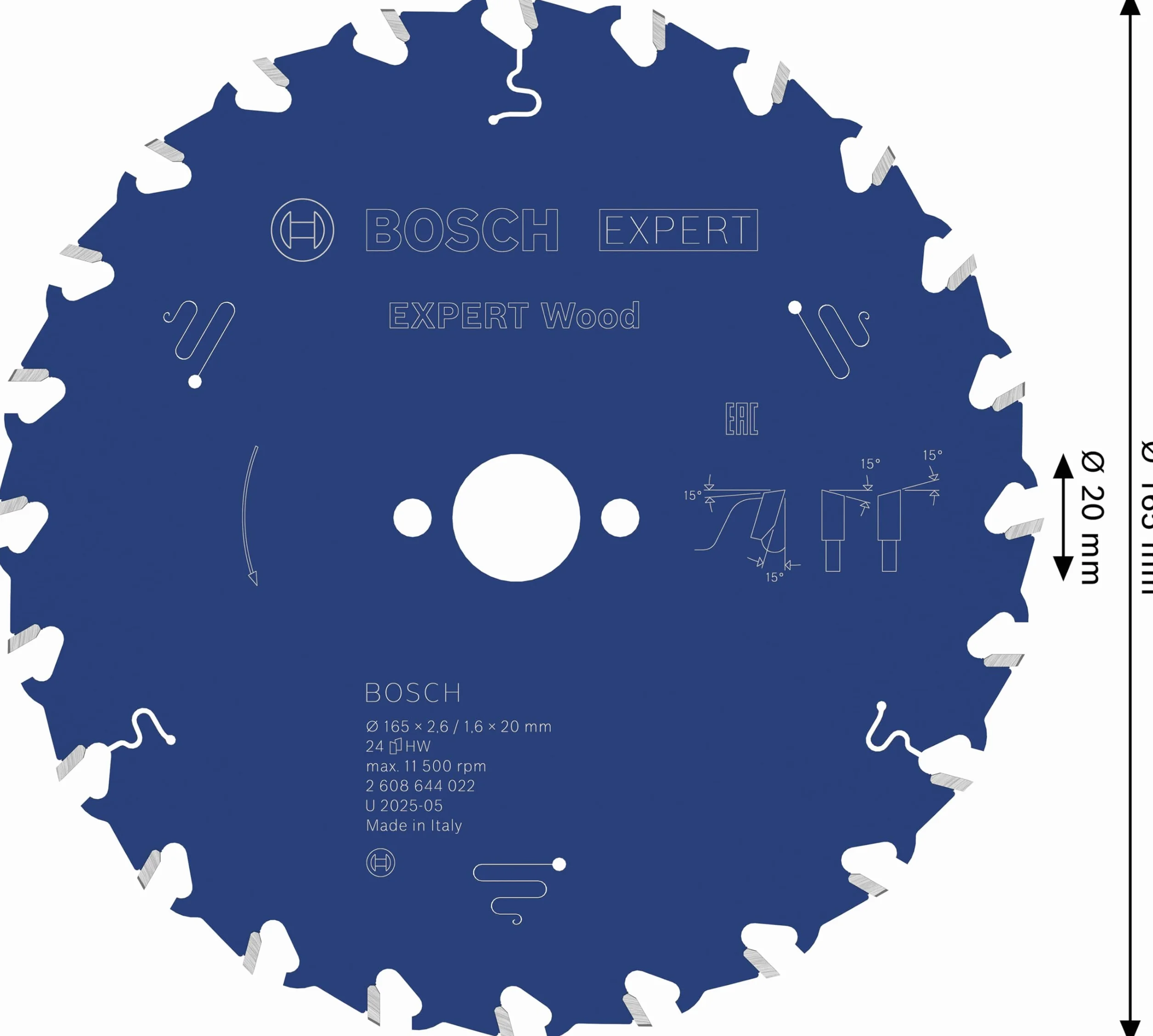 Bosch Professional Brzeszczot do piły tarczowej Expert 165 x 20 x 2,6 mm 24 zęby