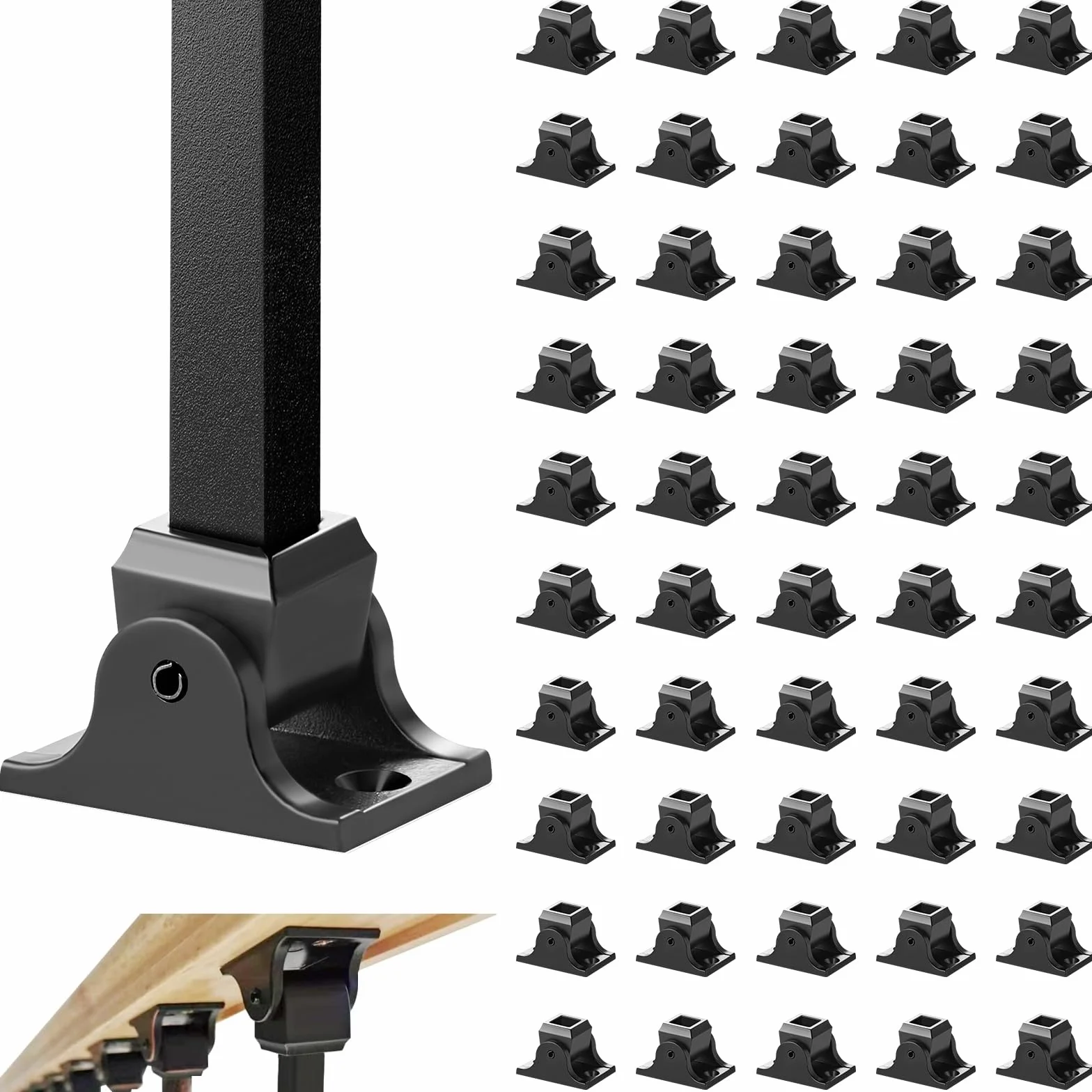 VEVOR kwadratowe chodaki na balustrady 50 szt. 12,7 mm ze stopu aluminium czarne