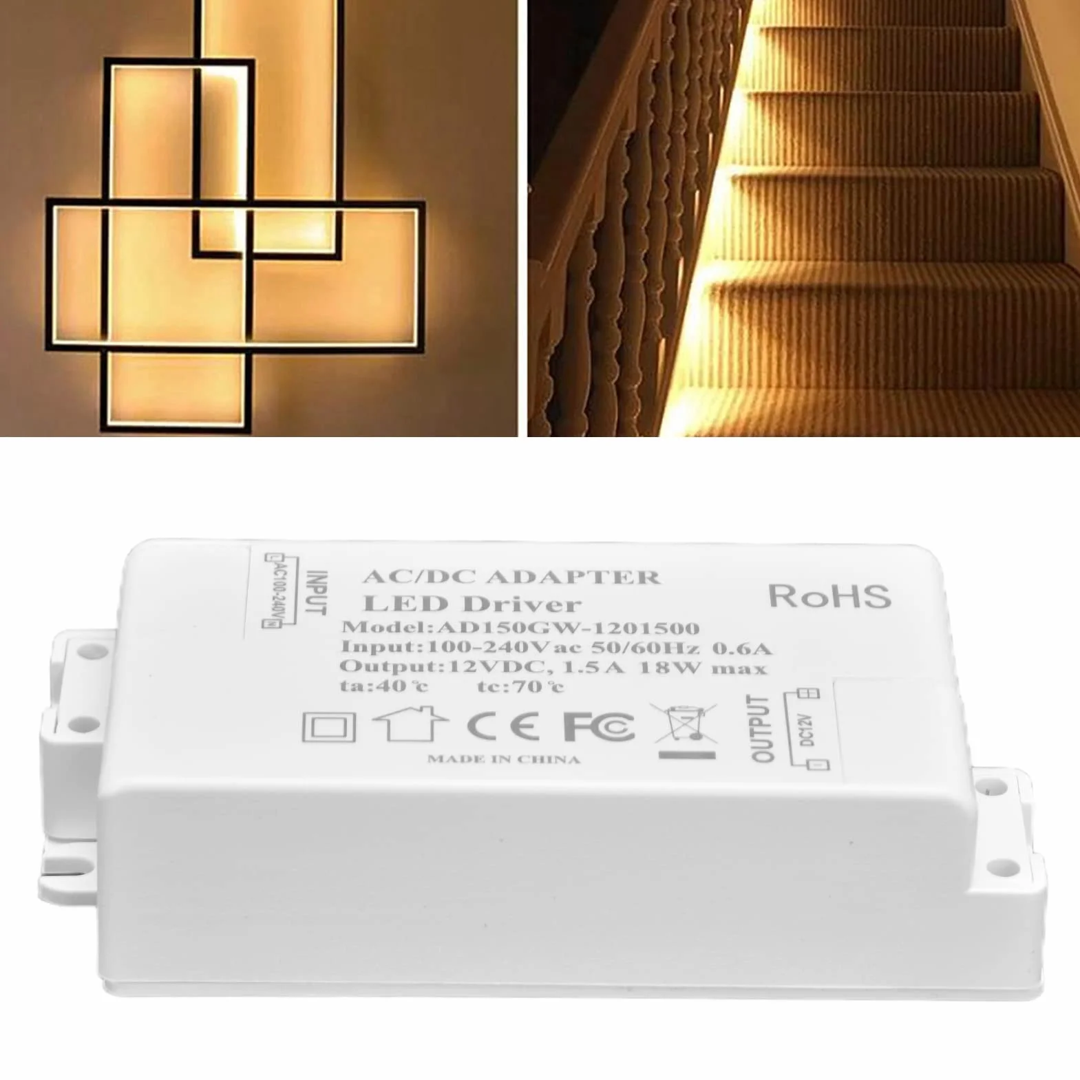Zasilacz AC 100-240V do DC 12V 1,5A Konwerter Transformator LED do Pasków LED Kamera CCTV