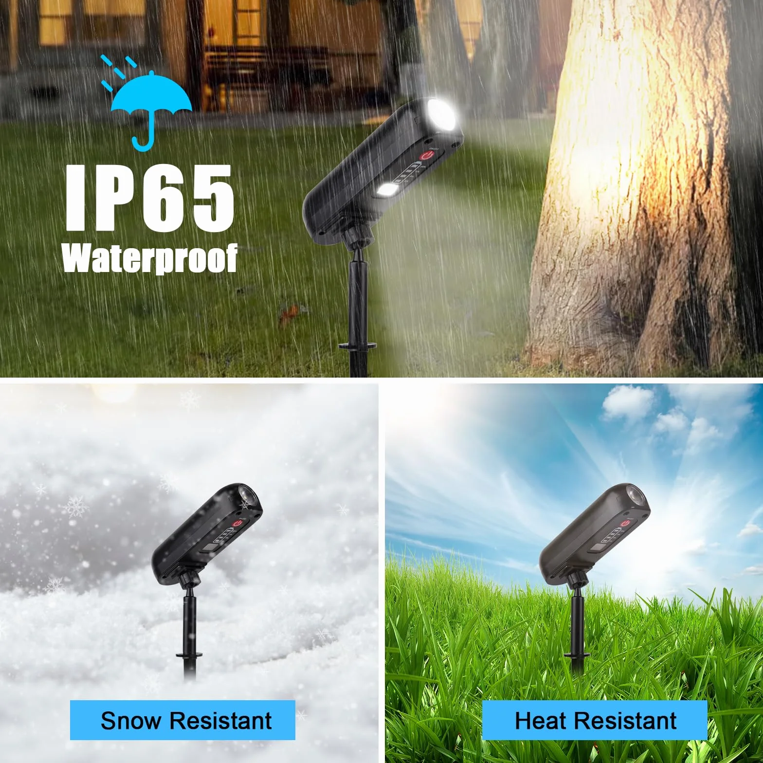T-SUN Zewnętrzna lampa solarna IP65 6000K 4 sztuki, wodoodporna lampa ogrodowa, 2 tryby oświetlenia