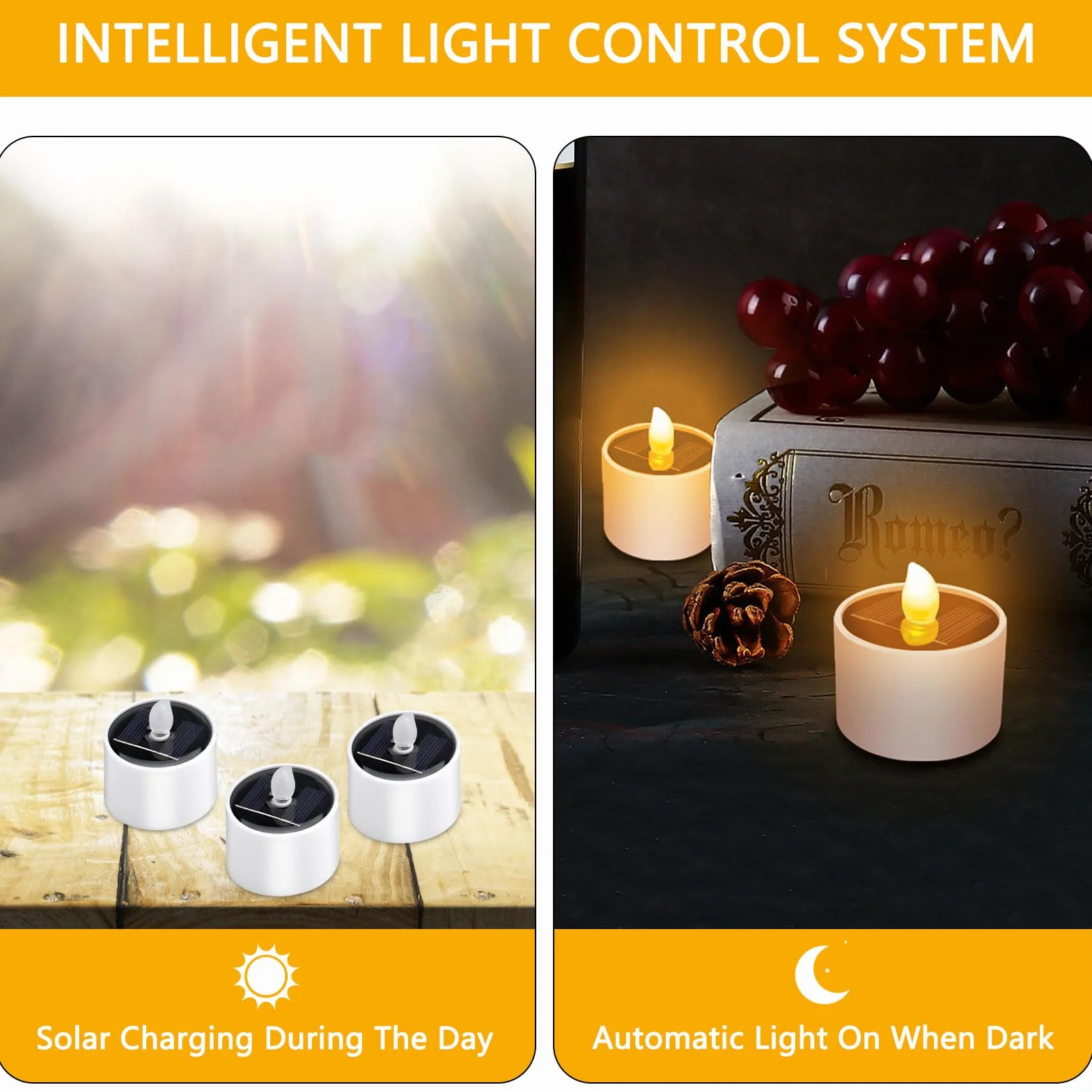 DAWRIS 6 sztuk solarnych świeczek LED tealight wodoodporne bezpłomieniowe do ogrodu balkonu