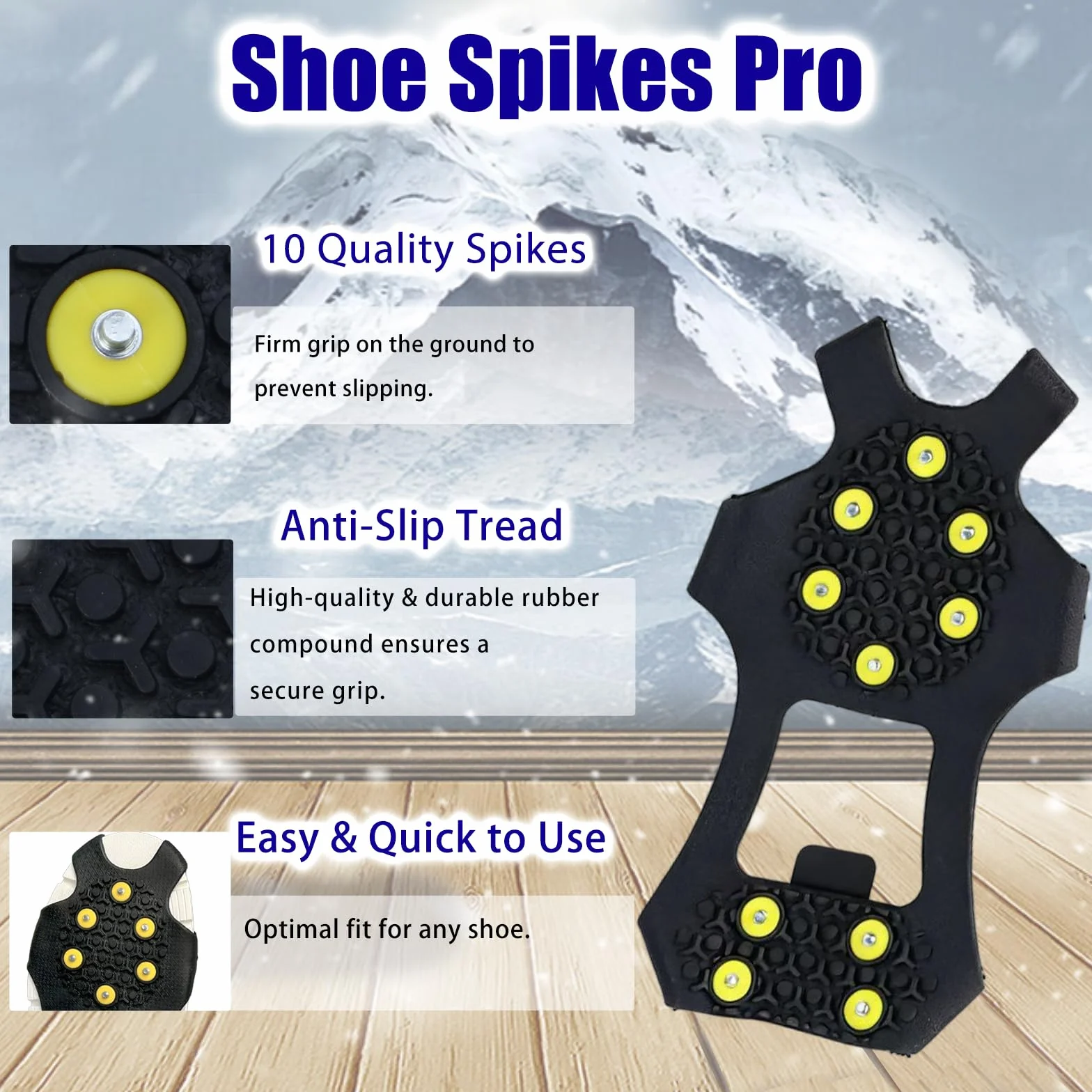 Winter Wise 10 Stud Ice Gripper, antypoślizgowe, uniwersalne, elastyczne kolce śniegowe i lodowe, cęgi (L)