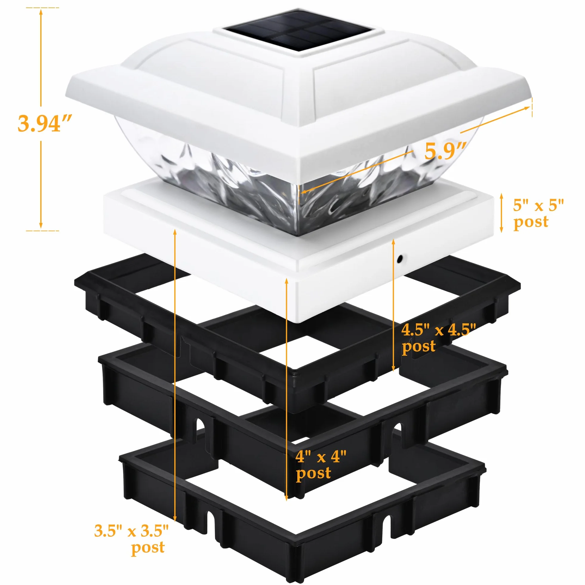 Solpex solarne lampy słupkowe LED IP65 5×5 4×4 3,5×3,5 cala/13×13 10×10 9×9 cm do ogrodu tarasu
