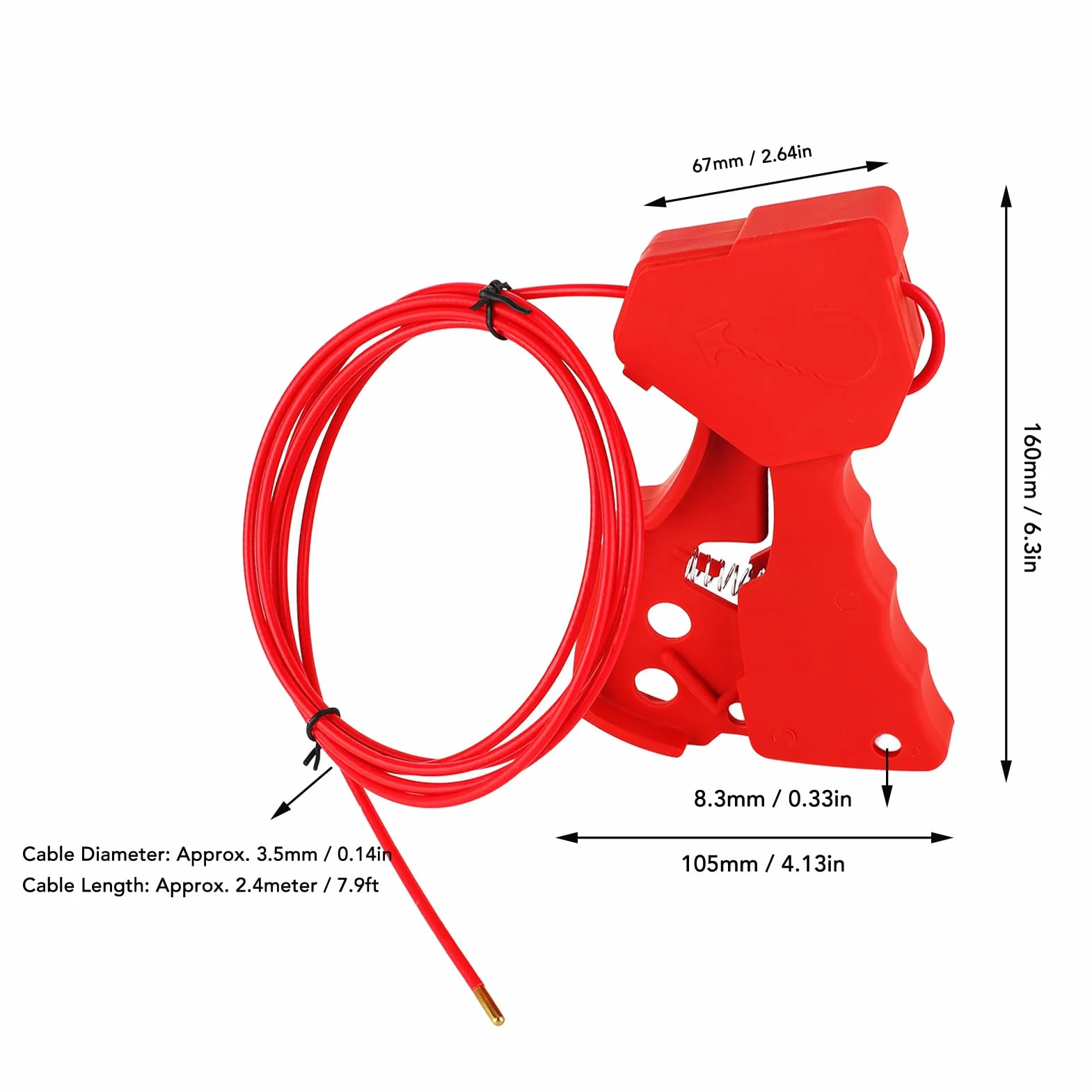 Lockout Tagout Cable Lock, Adjustable Stainless Steel Safety Lock for LOTO