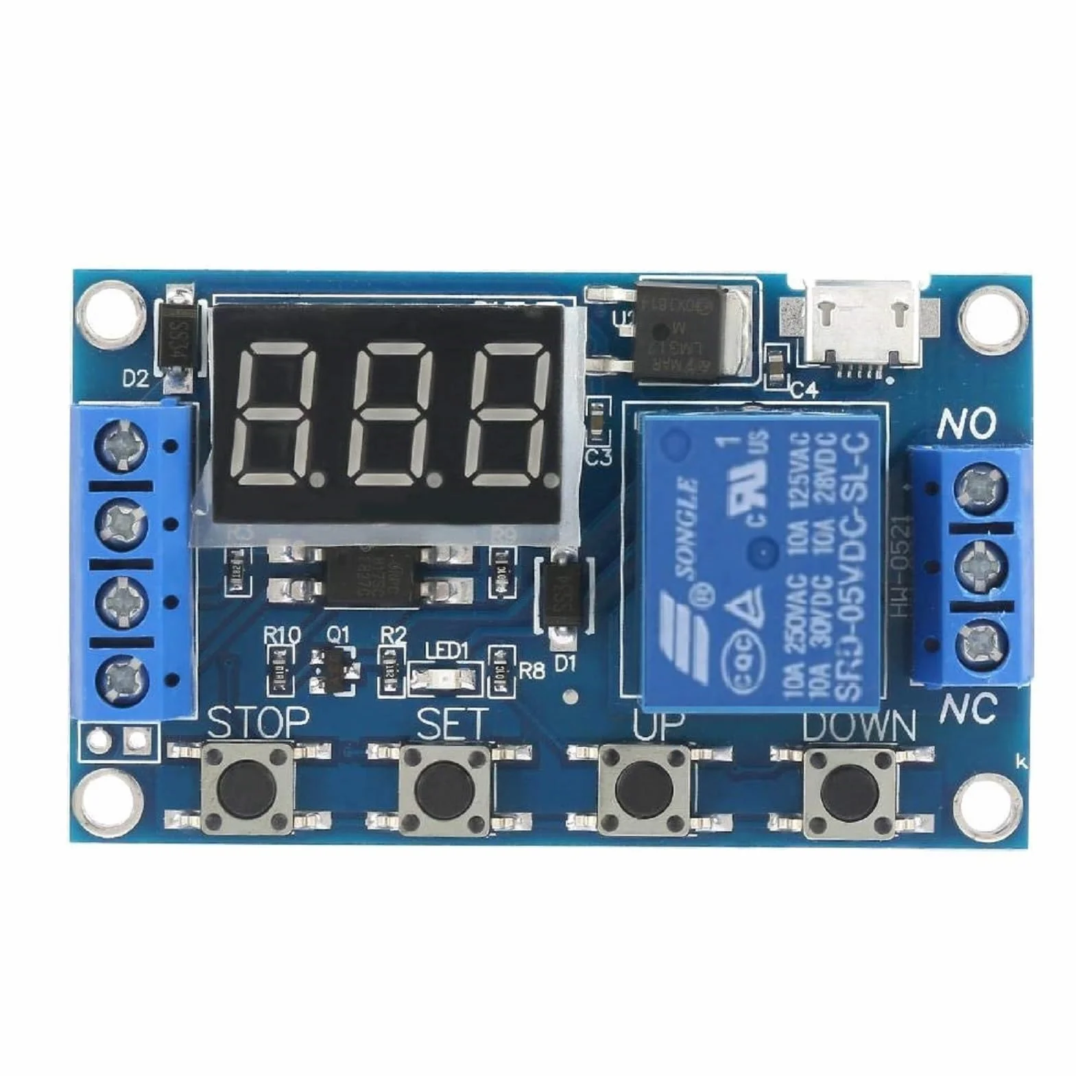 DEWIN Przekaźnik czasowy DC 6 V-30 V opóźnienie włączania/wyłączania timer LED micro USB 5 V