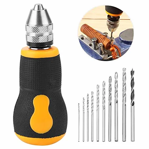 Zestaw mikro mini wiertarek ręcznych z 10 wiertłami spiralnymi 0,8–3,0 mm, imadło precyzyjne