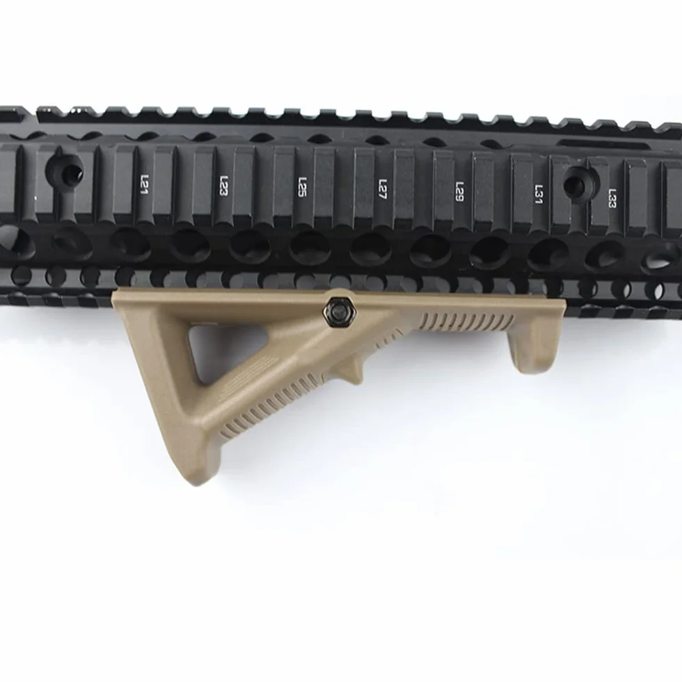 AFG1 Angled Fore Grip - Ergonomiczny Uchwyt Przedni Airsoft, Trójkątny z Przodu do Szyny Tkackiej 20 mm - Nylon, Kolor Piaskowy