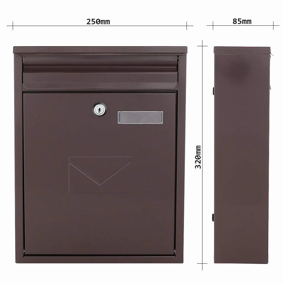 Rottner K10348 skrzynka listowa Como brązowa 250x320x85 mm zamek cylindryczny
